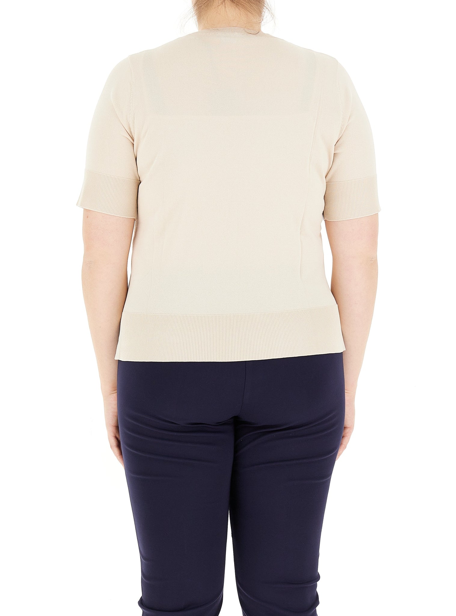 Maglia Girocollo in Viscosa / Beige - Ideal Moda