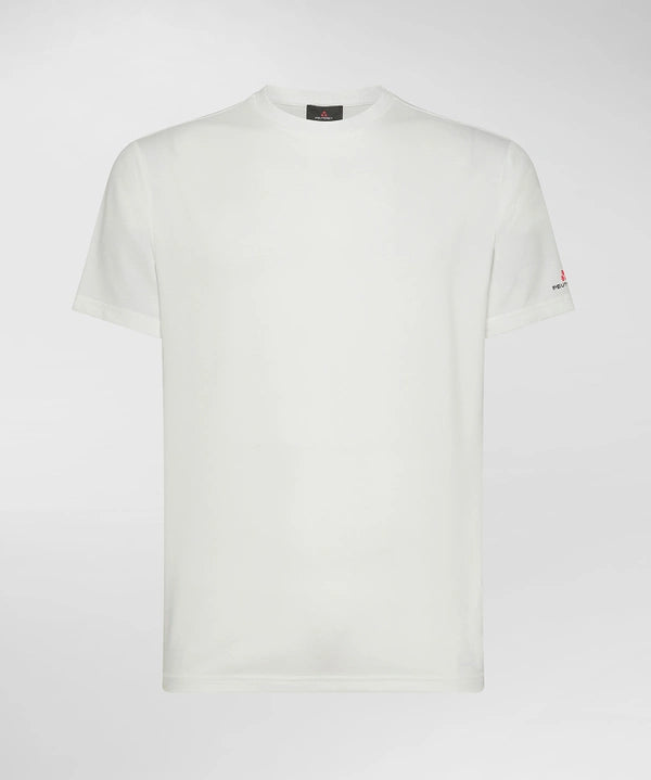 T-Shirt Stretch in Cotone e Seta / Bianco - Ideal Moda
