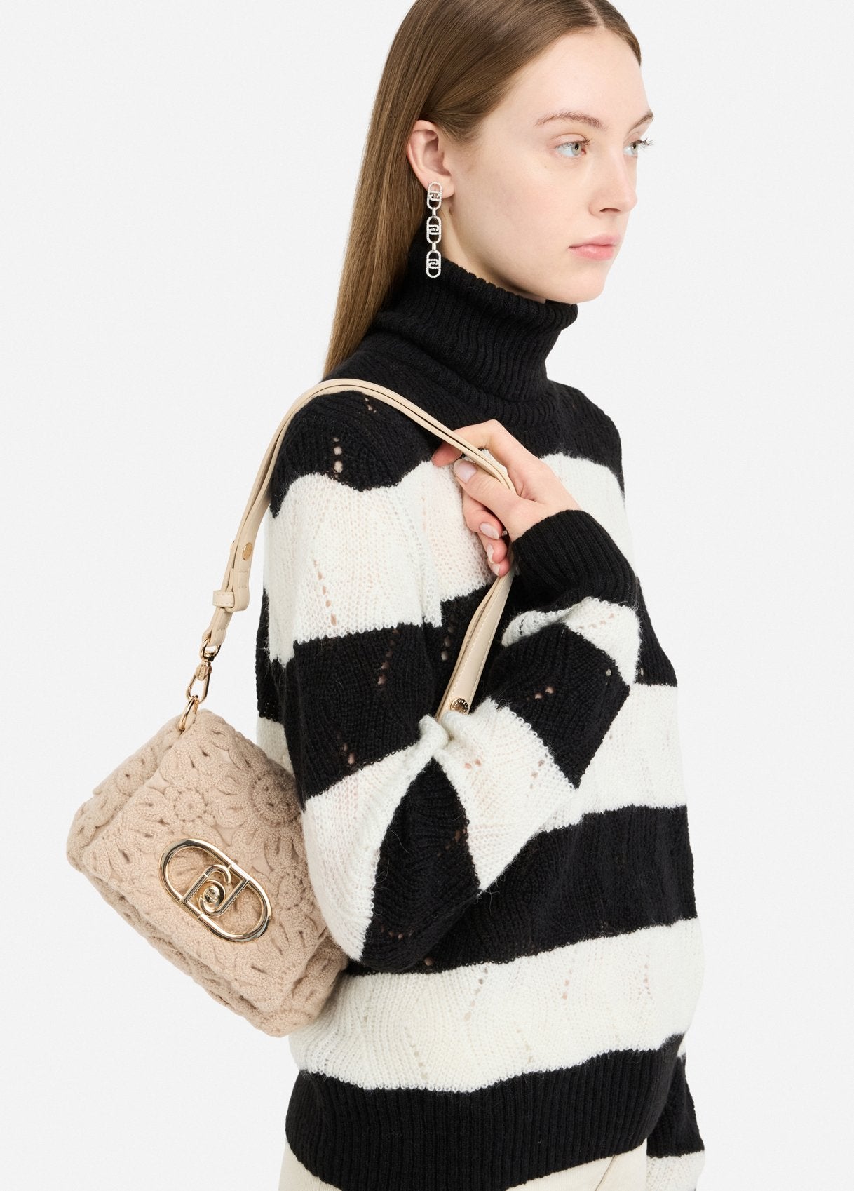 Borsa LaPuffy Piccola con Ricamo / Beige