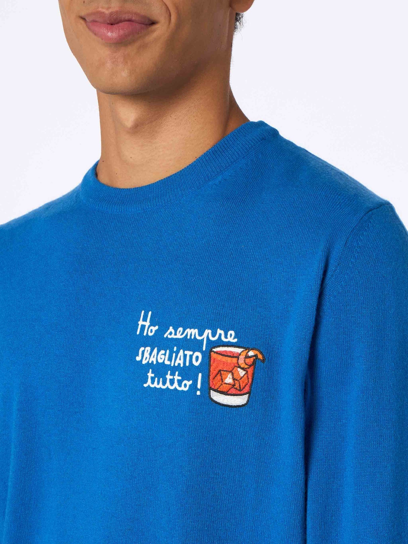 Maglia Girocollo con Stampa / Bluette - Ideal Moda