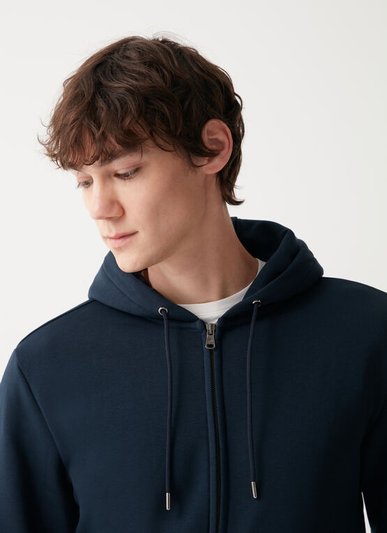 Felpa con Zip e Cappuccio / Blu - Ideal Moda