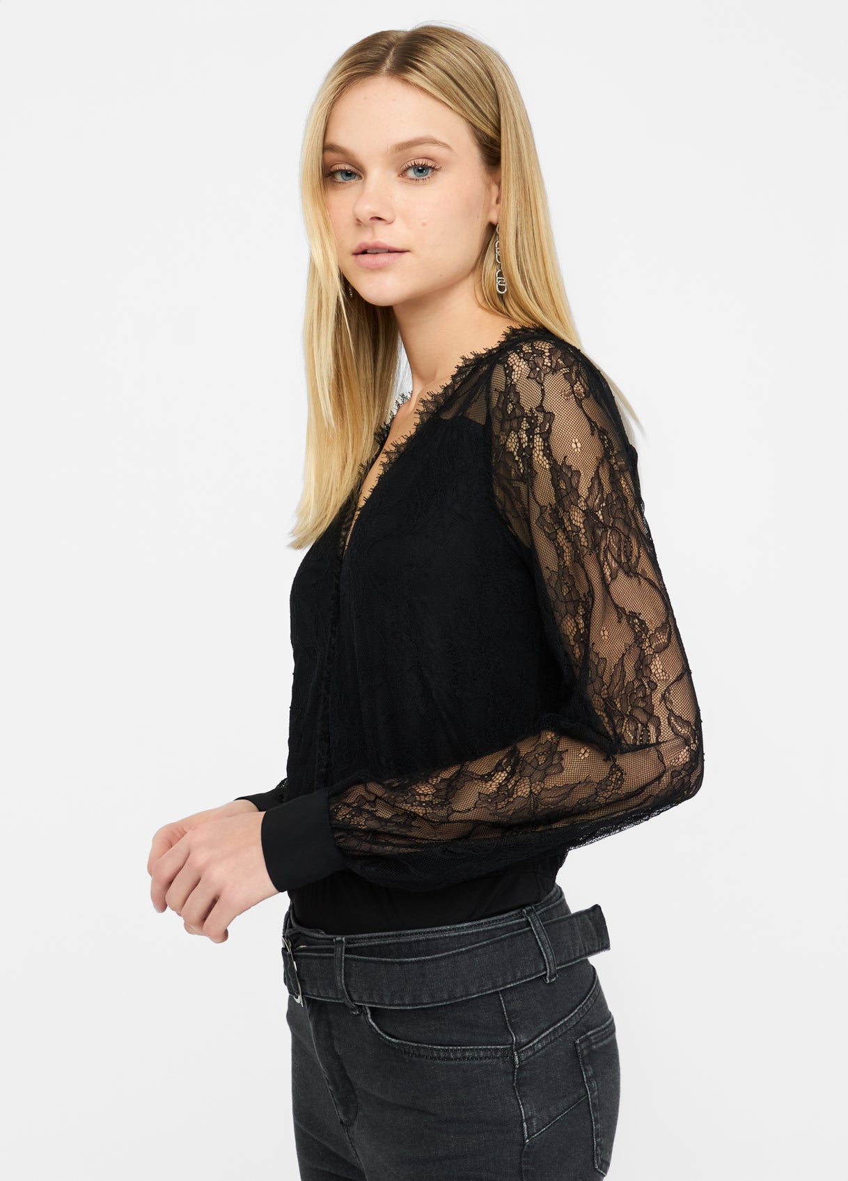 Top Body in Pizzo / Nero