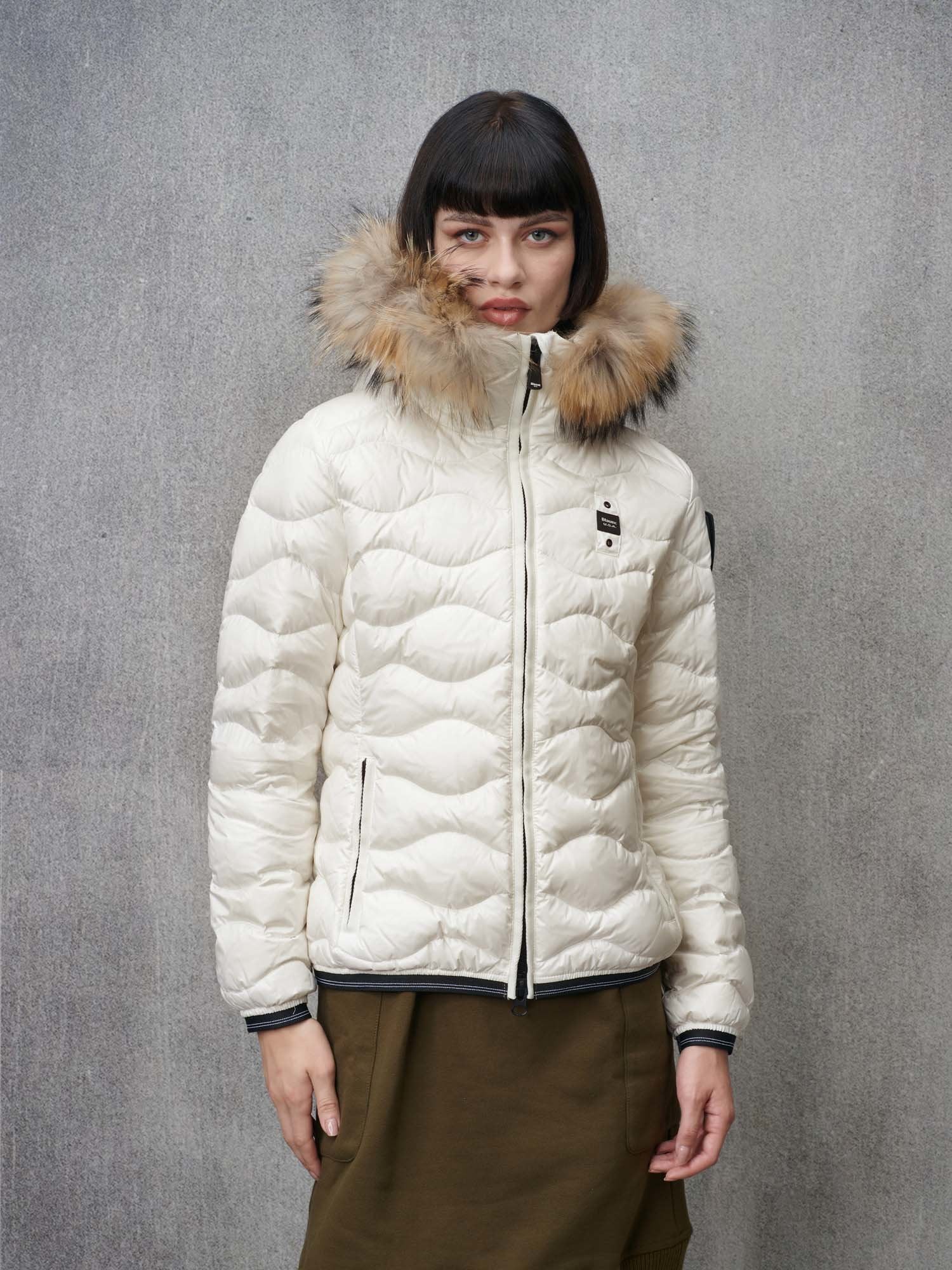 Piumino con Bordo in Pelliccia Aldie / Bianco - Ideal Moda
