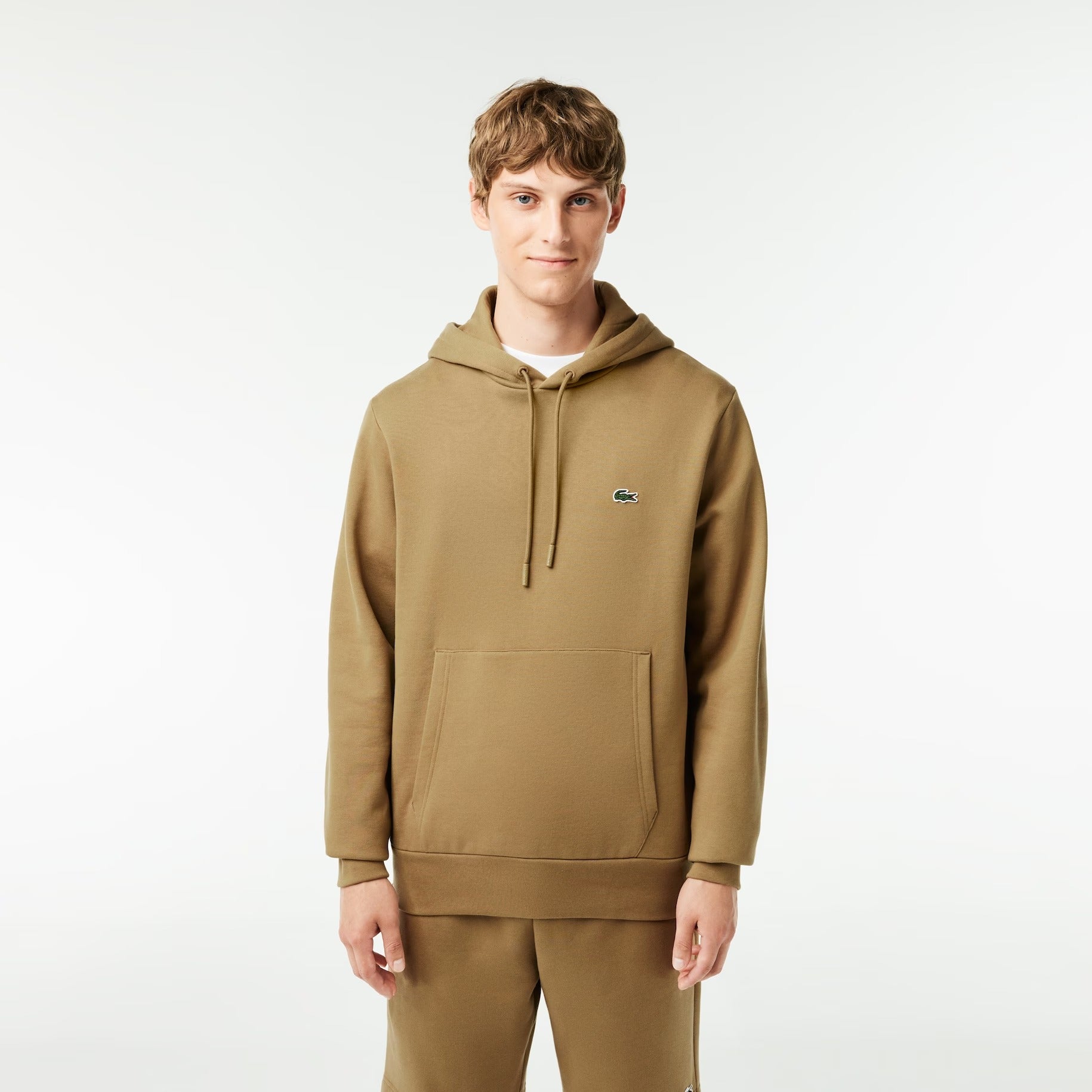 Felpa con Cappuccio e Logo Frontale / Beige - Ideal Moda