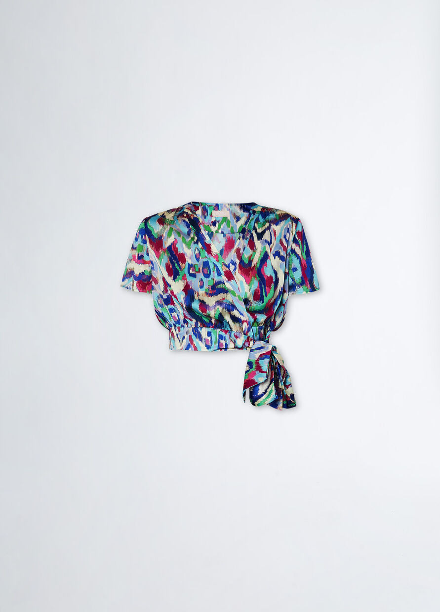 Top in Raso con Fiocco / Bluette - Ideal Moda