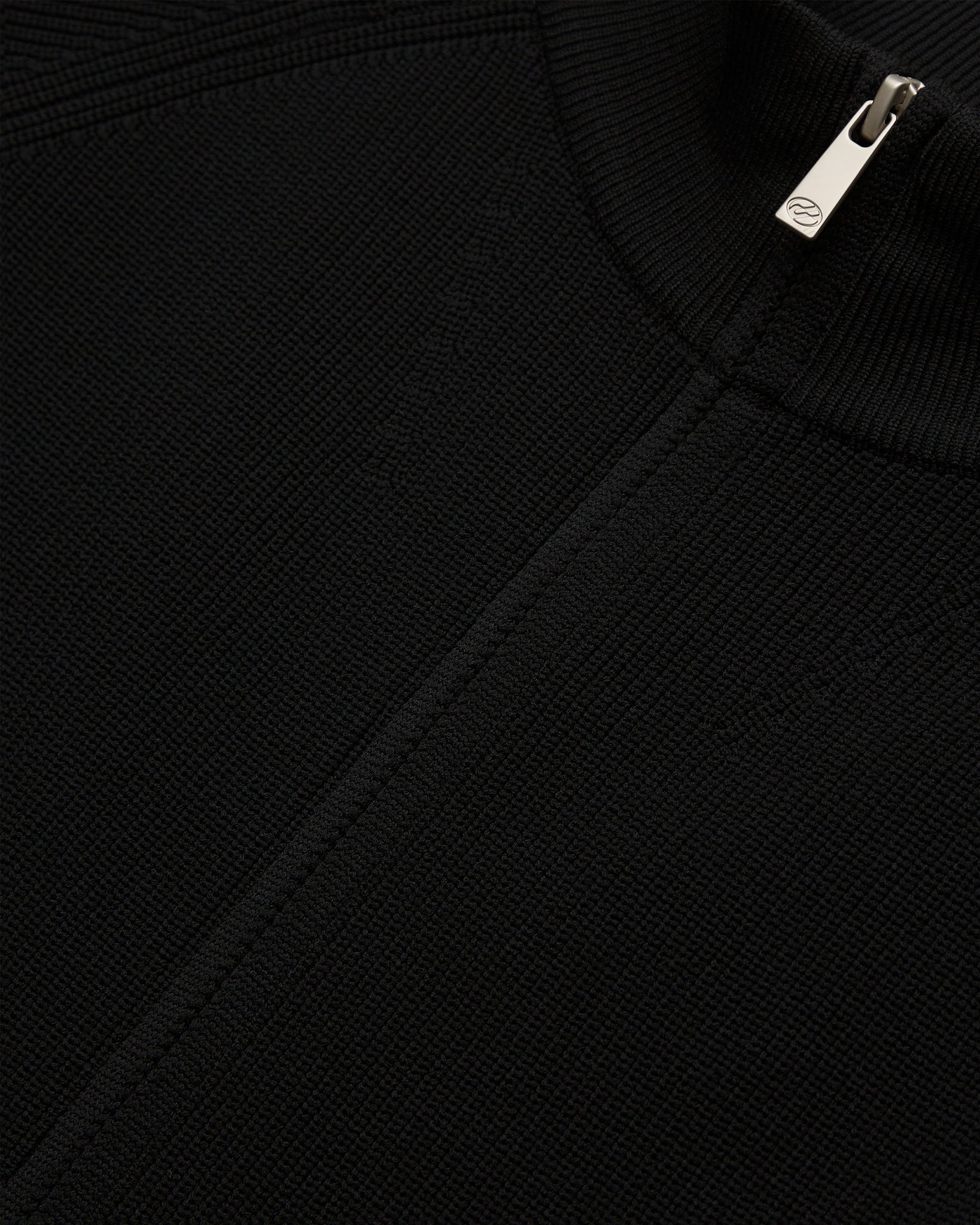 Maglia a Costa Inglese con Full Zip / Nero - Ideal Moda
