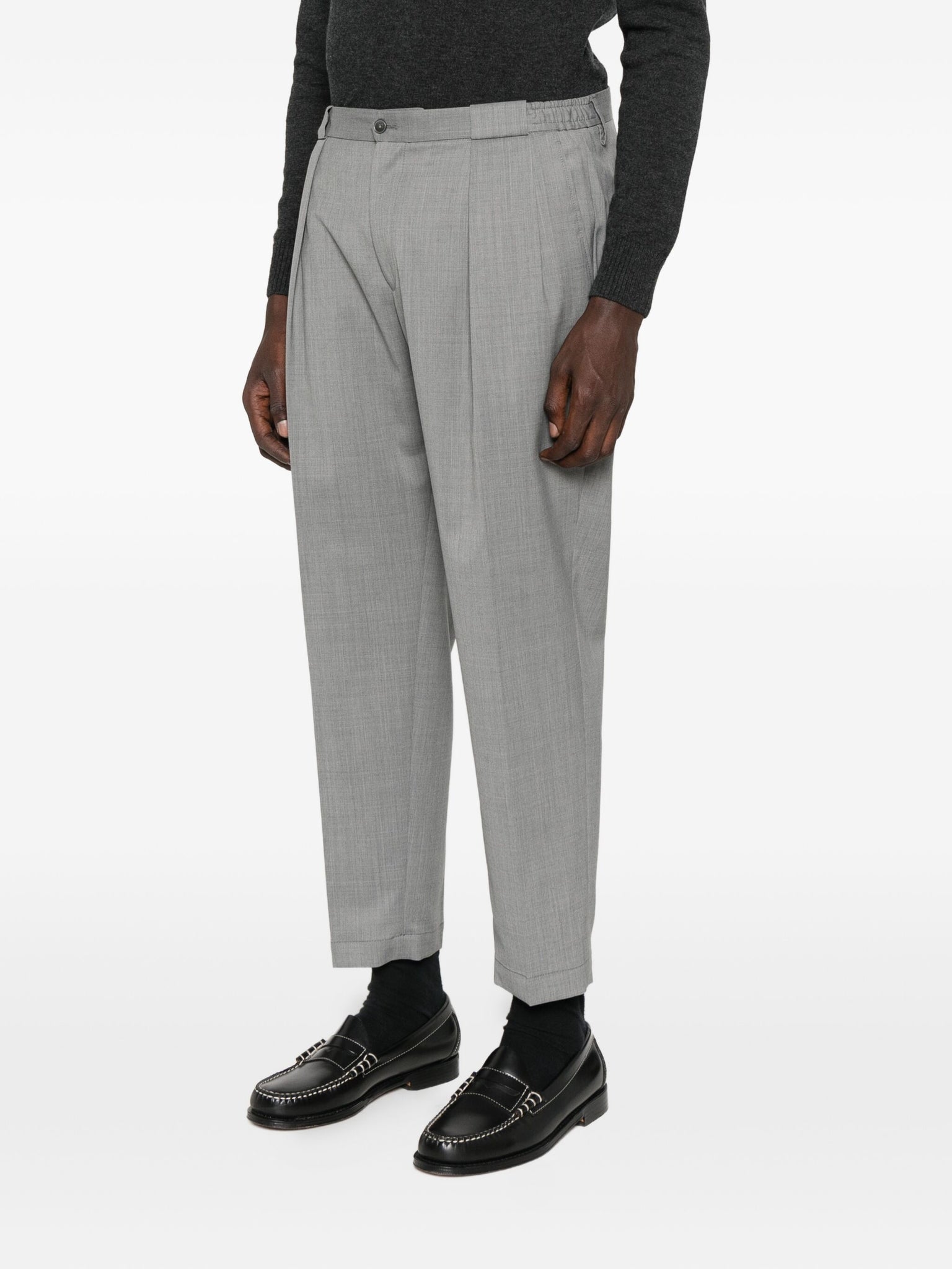 Pantalone Portobello con Pieghe Frontali / Grigio - Ideal Moda