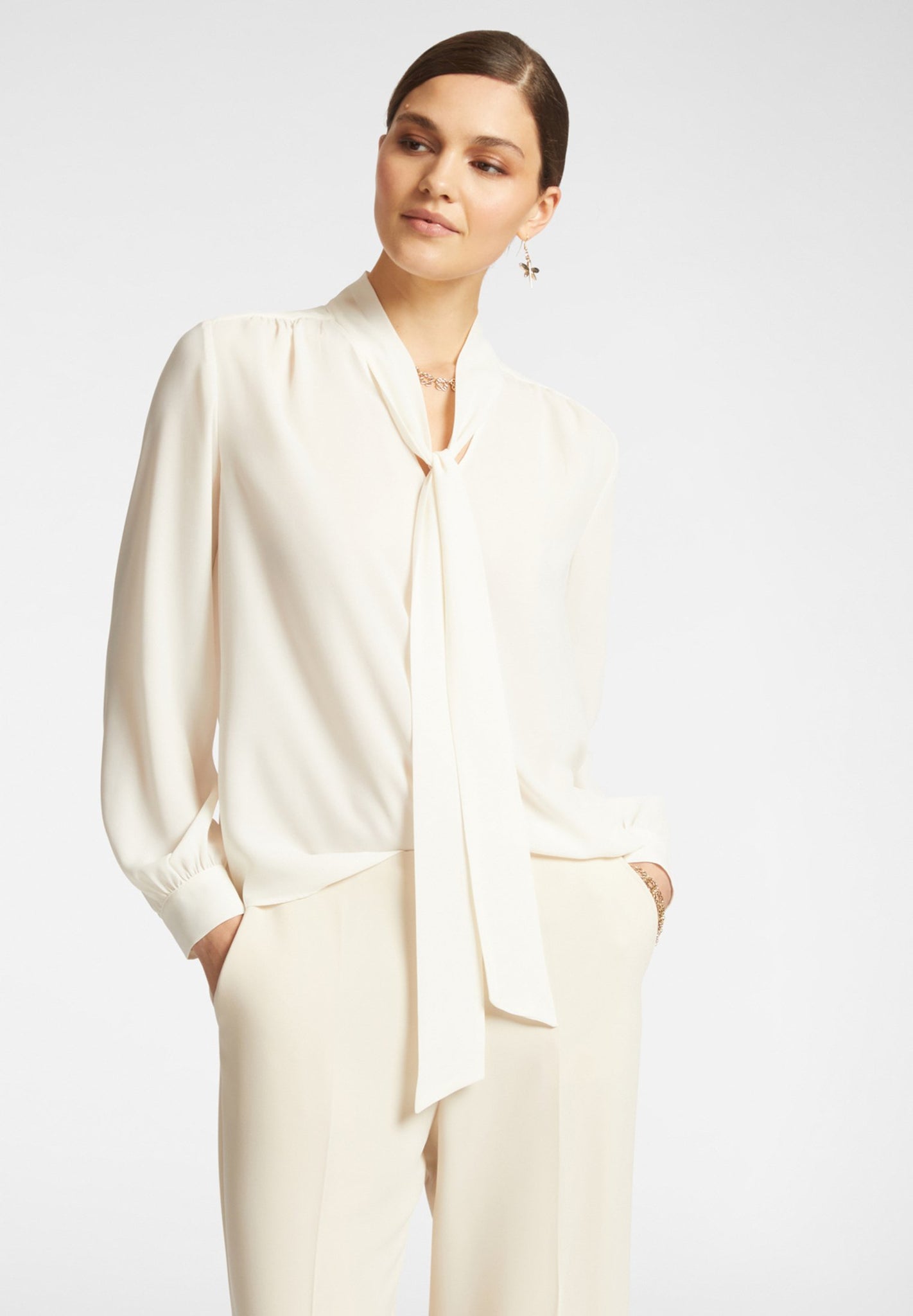 Camicia in Satin / Avorio - Ideal Moda