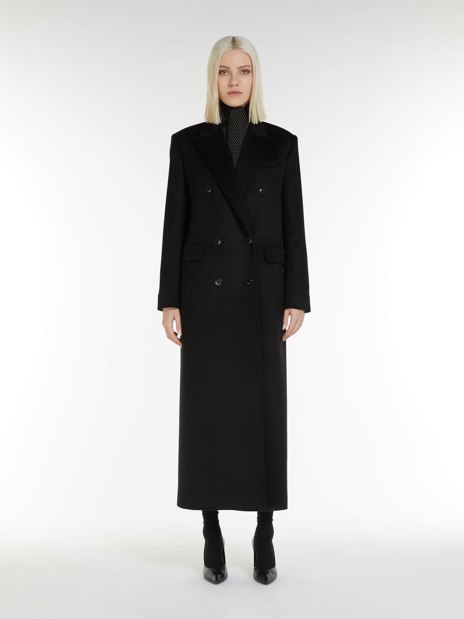 Cappotto Doppiopetto in Lana / Nero - Ideal Moda
