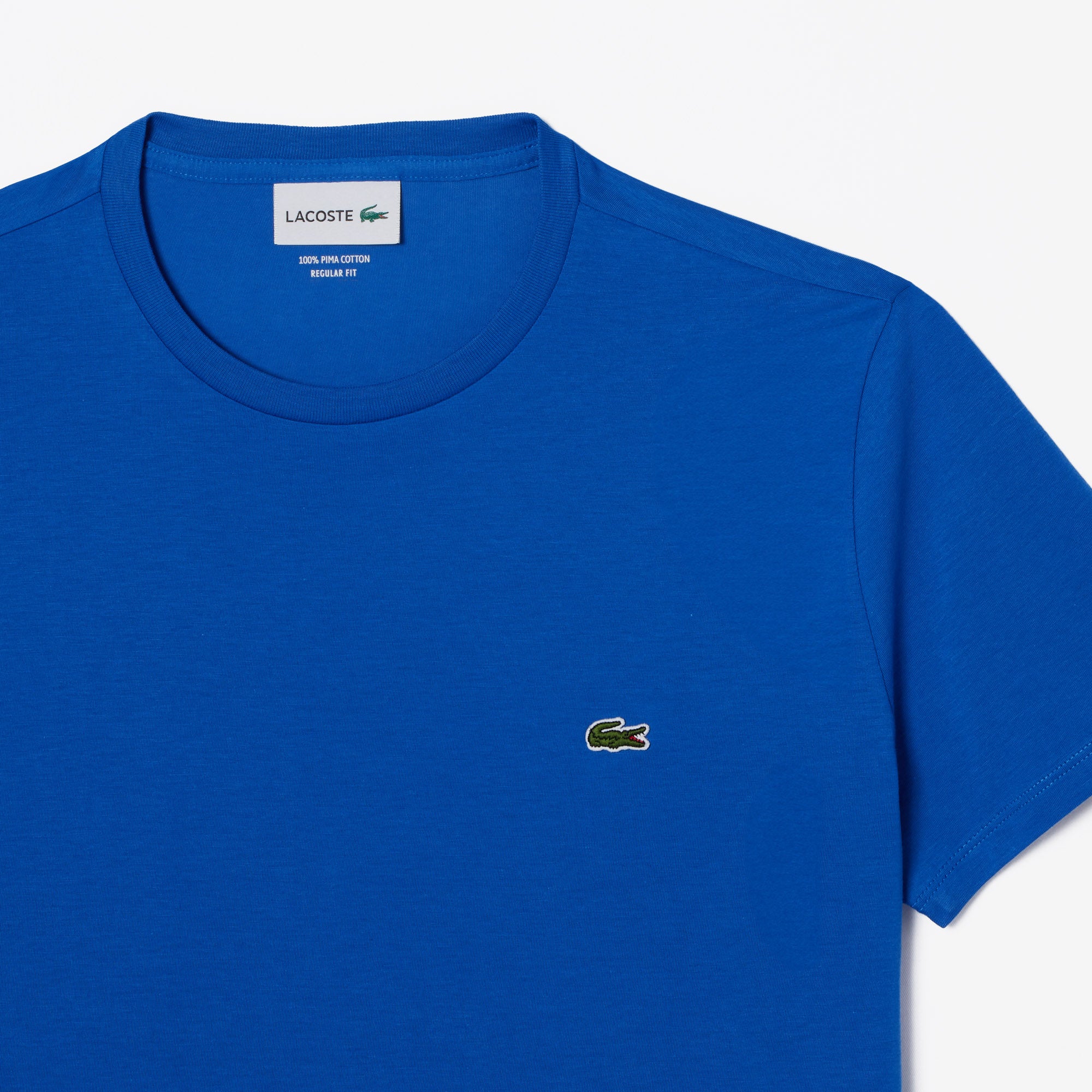 T-Shirt a Girocollo in Jersey di Cotone Pima / Azzurro - Ideal Moda