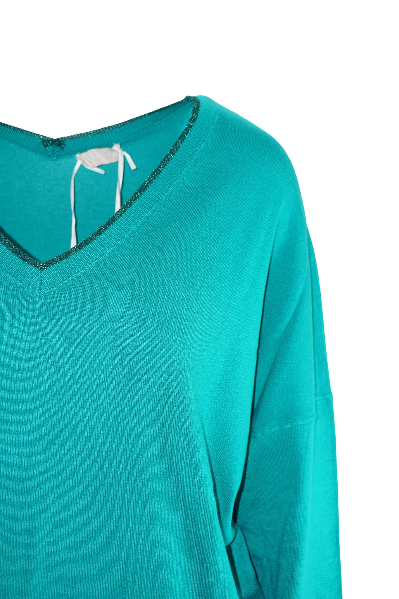 DKNY Maglia Donna Con Scollo A V E Maniche 7/8 In Tessuto Costina - Top Elegante E Versatile