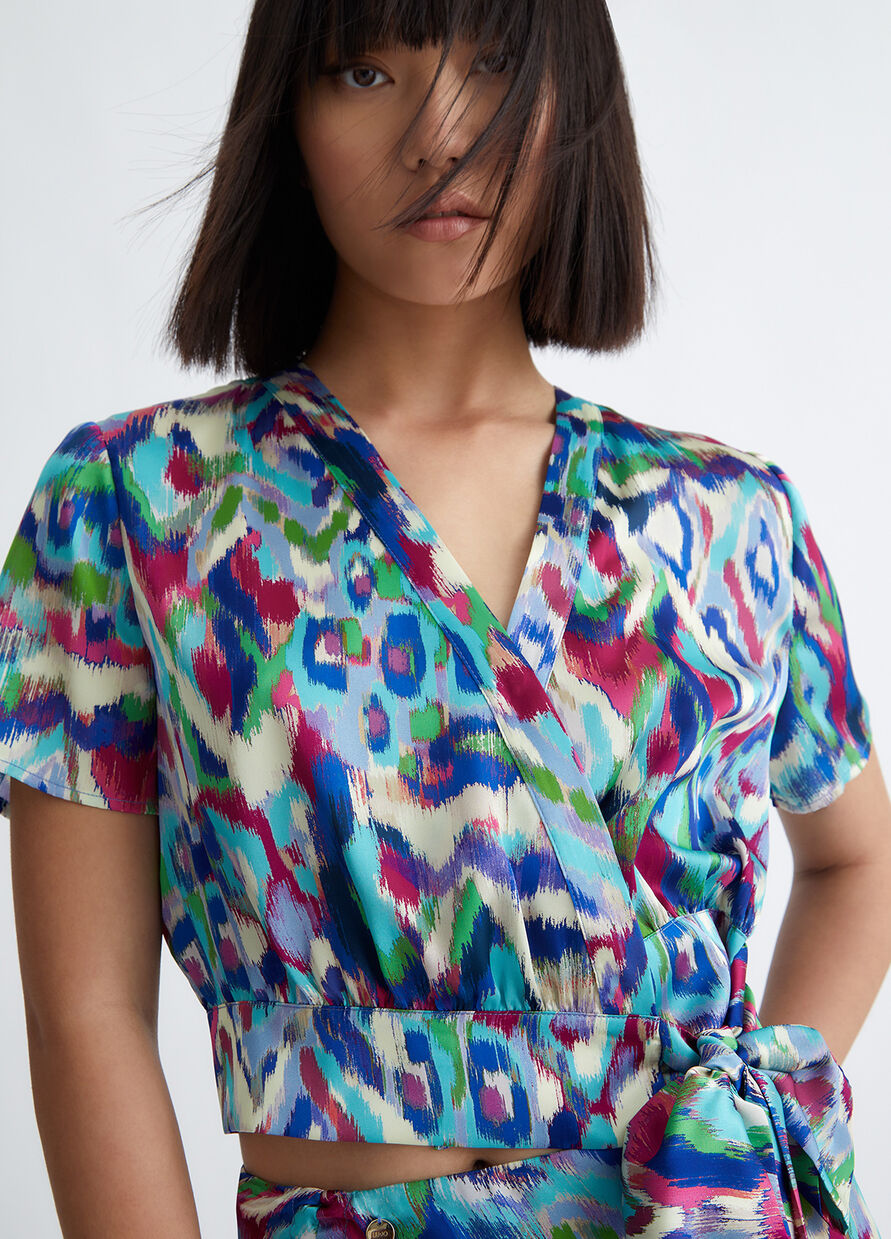 Top in Raso con Fiocco / Bluette - Ideal Moda