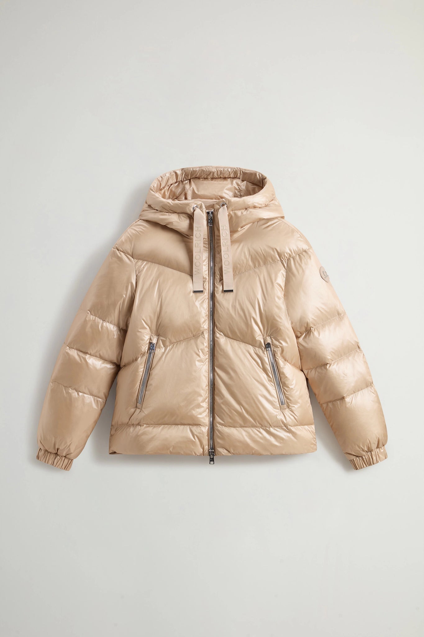 Piumino Corto Aliquippa in Nylon Lucido / Beige - Ideal Moda