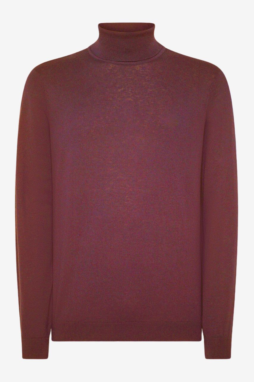 Maglia Dolcevita in Lana Merino Extrafine / Bordeaux - Ideal Moda