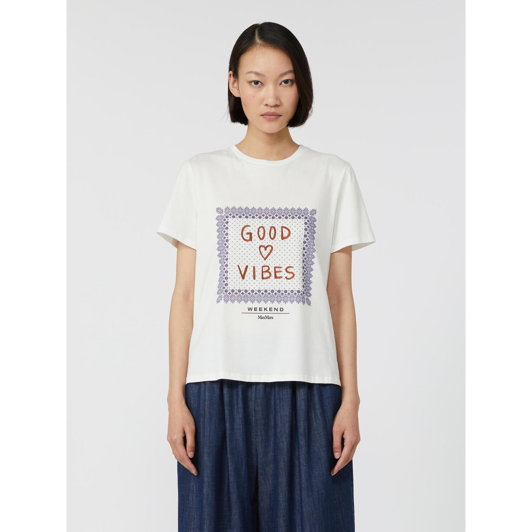 T-Shirt in Cotone con Stampa / Bianco