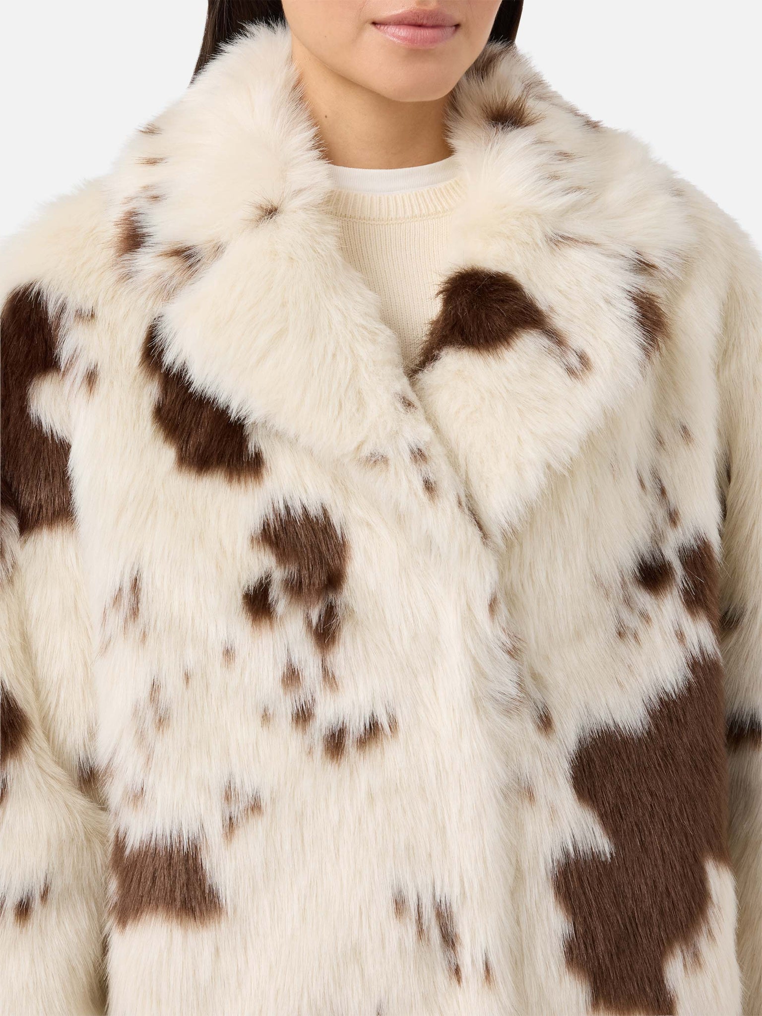 Cappotto Rouge con Eco Pelliccia / Avorio - Ideal Moda