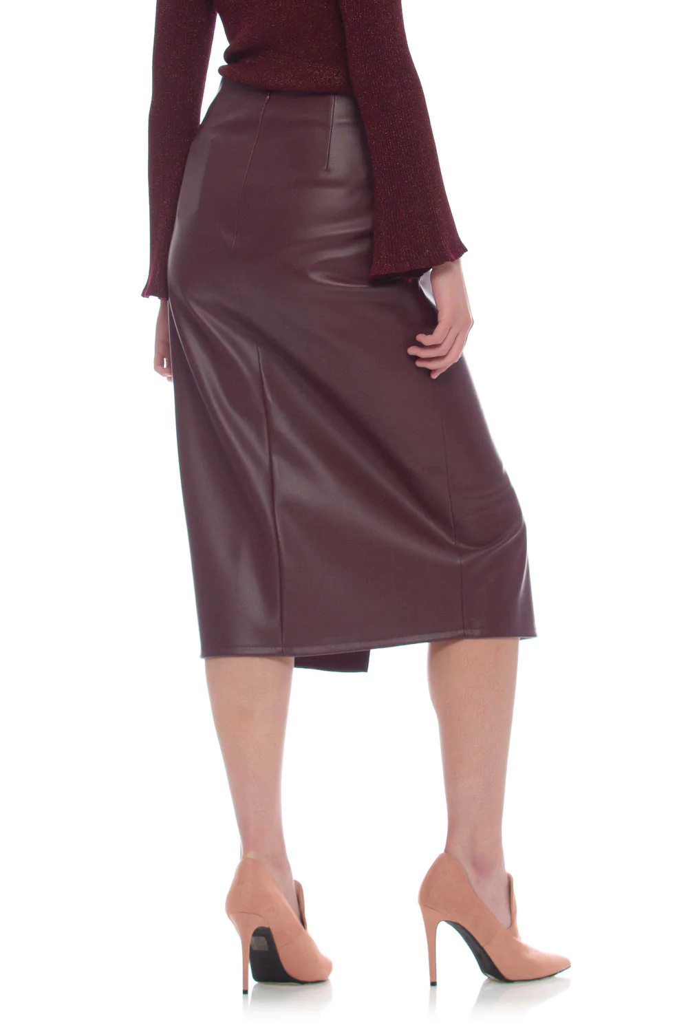 Gonna a Tubino con Spacco Centrale / Bordeaux - Ideal Moda