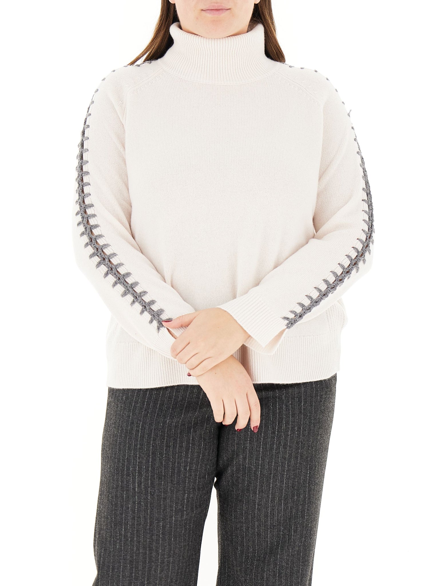 Maglia Dolcevita in Lana / Bianco - Ideal Moda