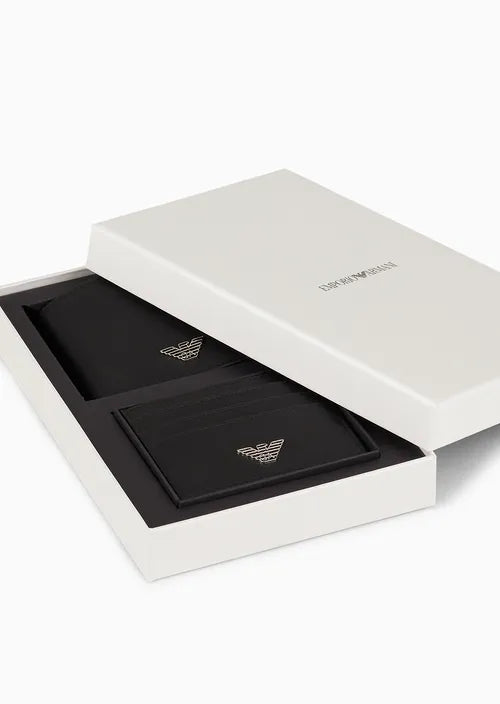 Gift Box con Portafoglio e Portacarte / Nero - Ideal Moda