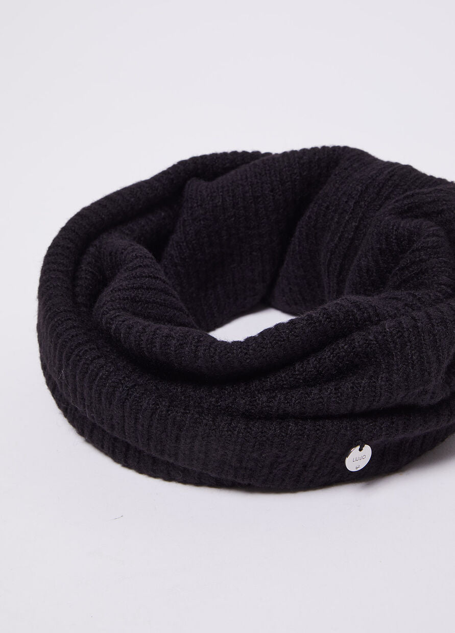 Set Scaldacollo e Cappello in Maglia / Nero - Ideal Moda