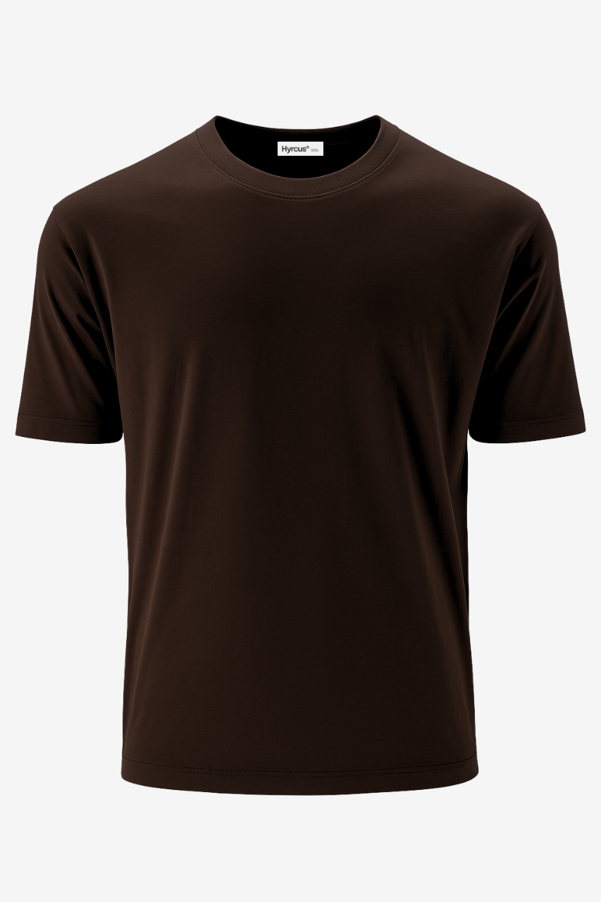 T-Shirt Girocollo in Filo di Scozia  / Marrone - Ideal Moda