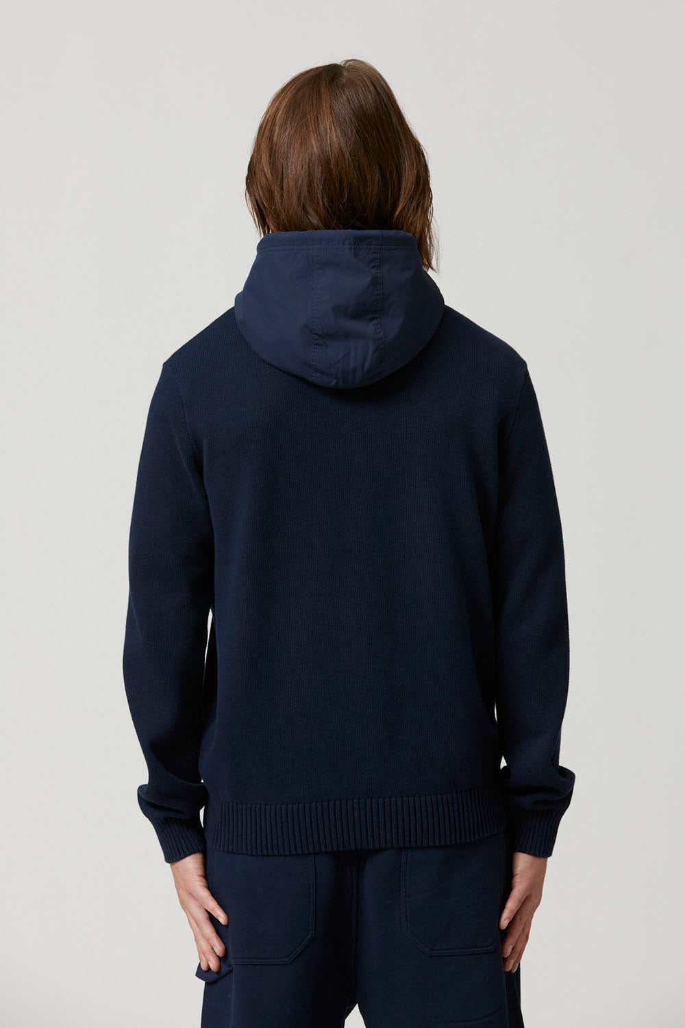 Maglia Full Zip con Cappuccio / Blu - Ideal Moda