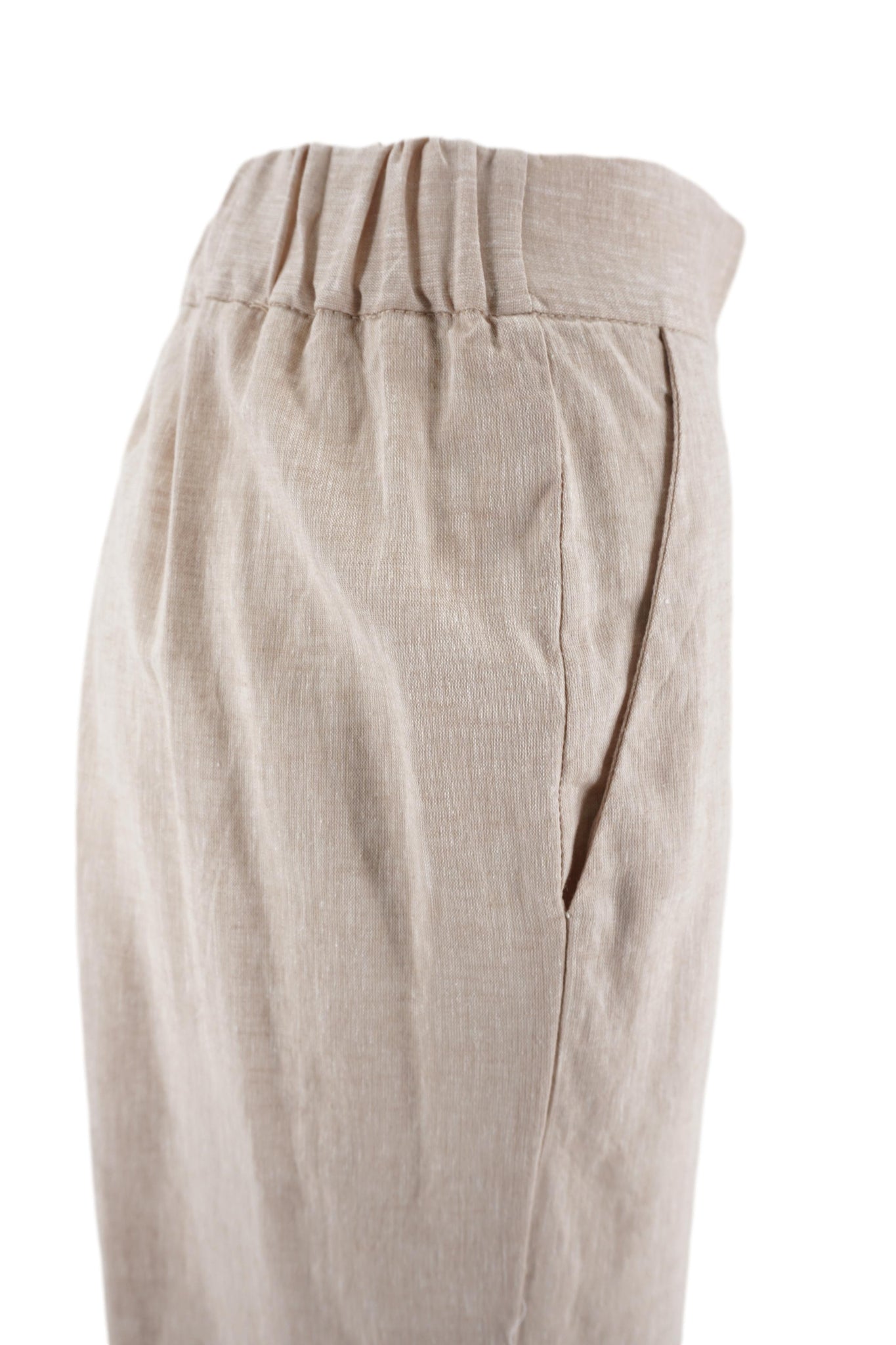 Pantalone in Lino e Cotone / Beige - Ideal Moda