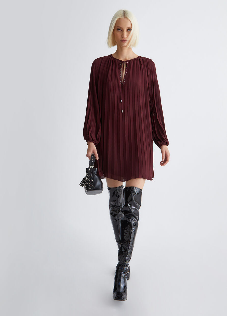 Vestito Corto Plissettato / Rosso - Ideal Moda