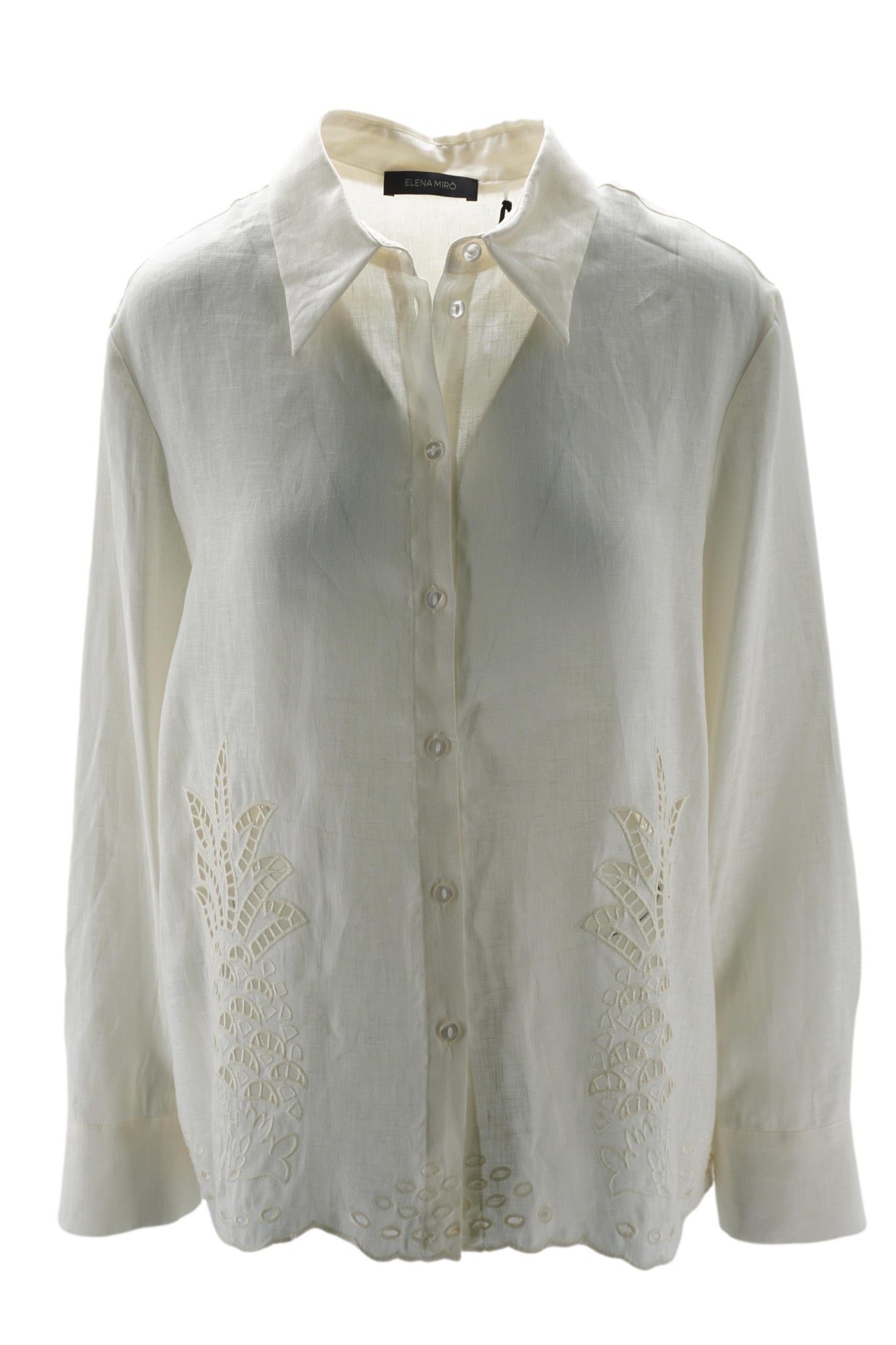 Camicia in Lino con Dettagli / Avorio - Ideal Moda