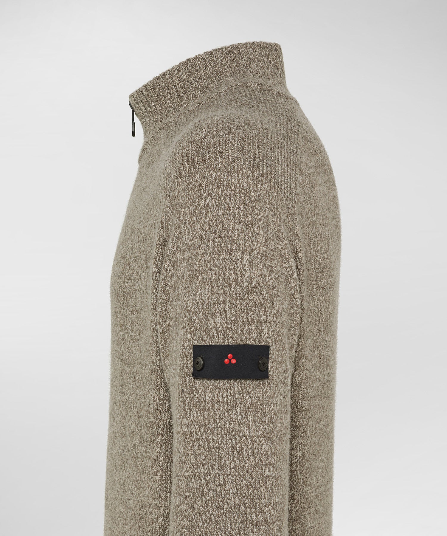 Maglia Moulinè con Mezza Zip / Beige