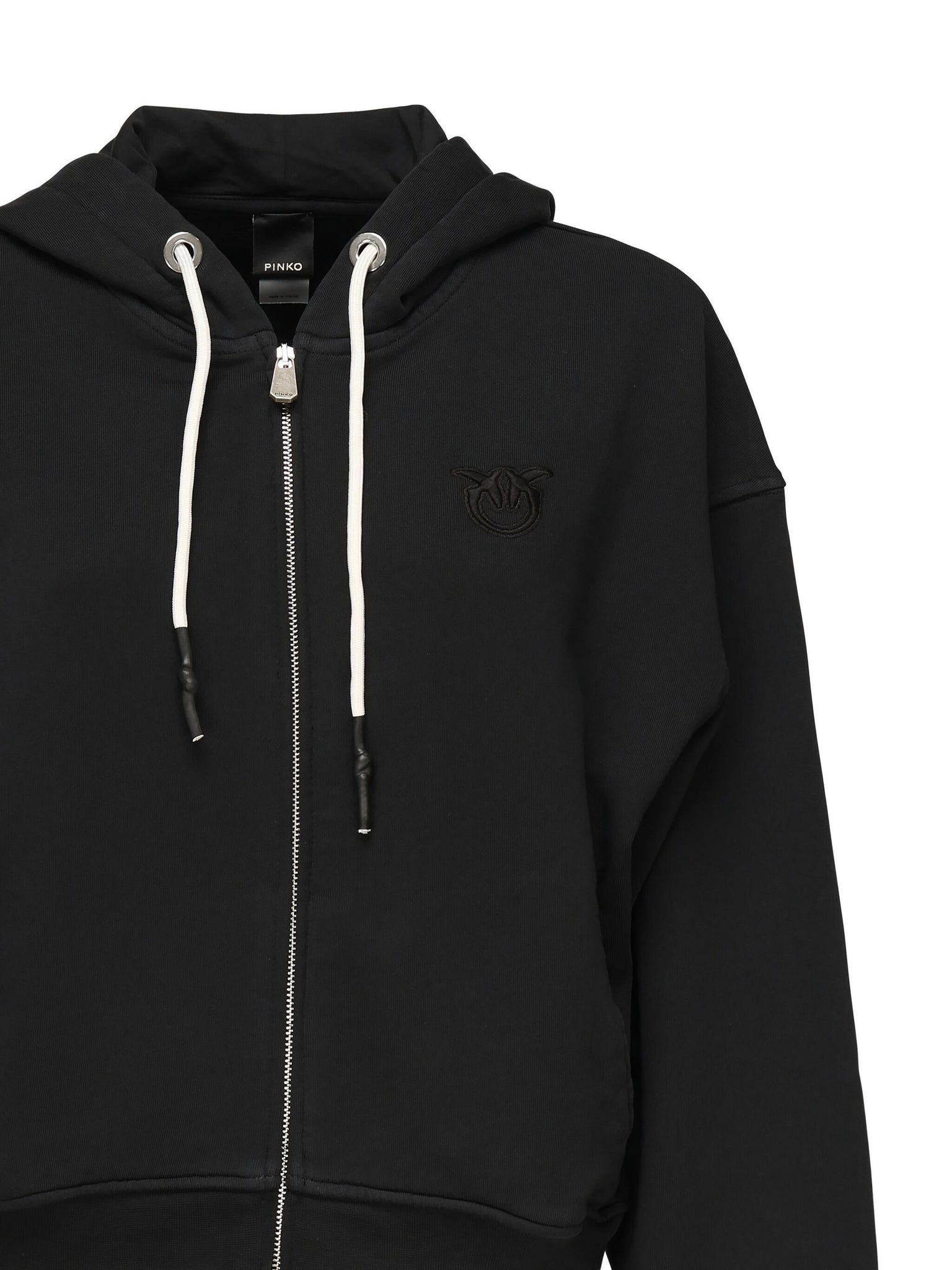 Felpa con Zip e Cappuccio / Nero - Ideal Moda
