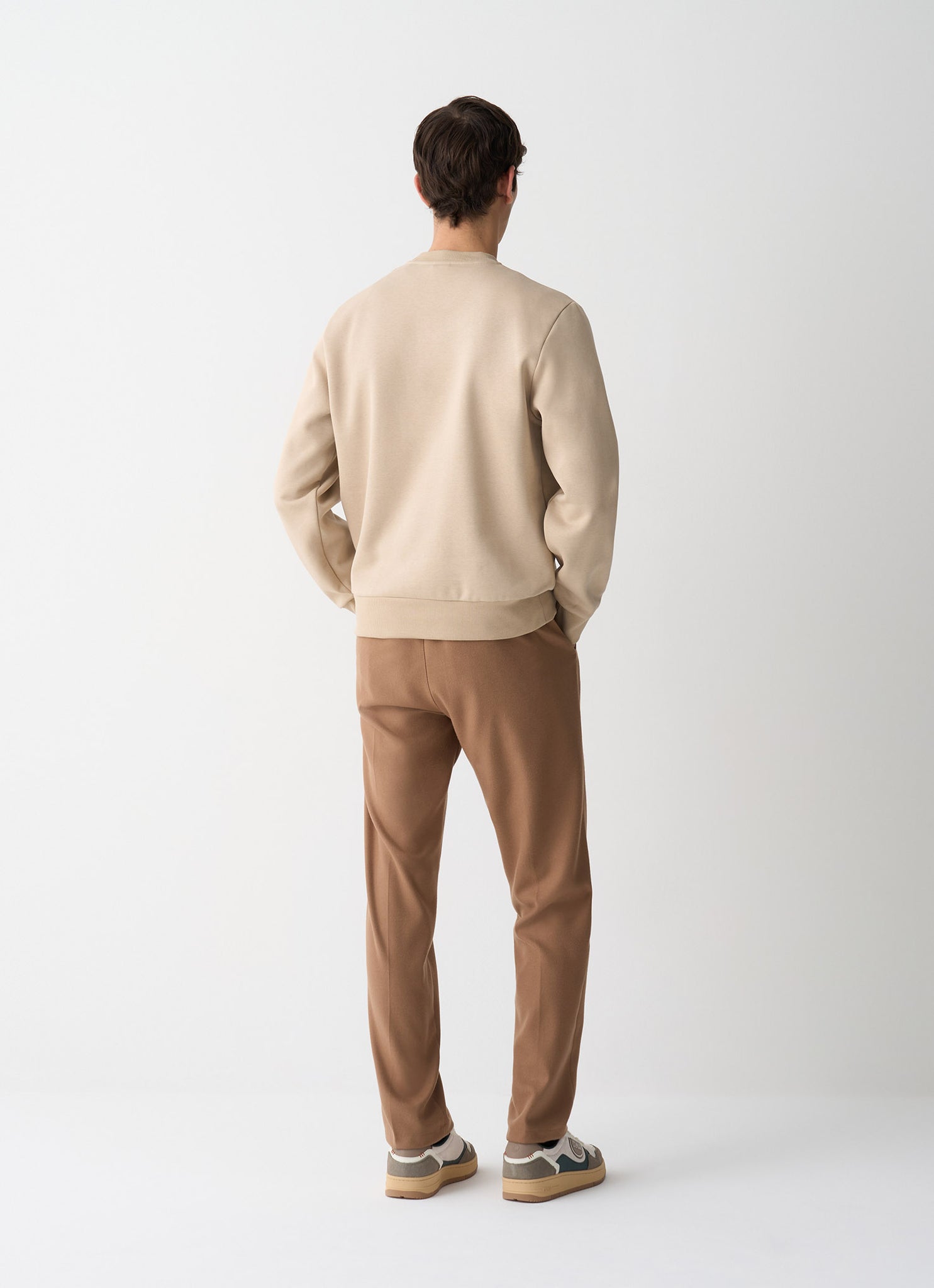 Felpa Girocollo con Logo / Beige