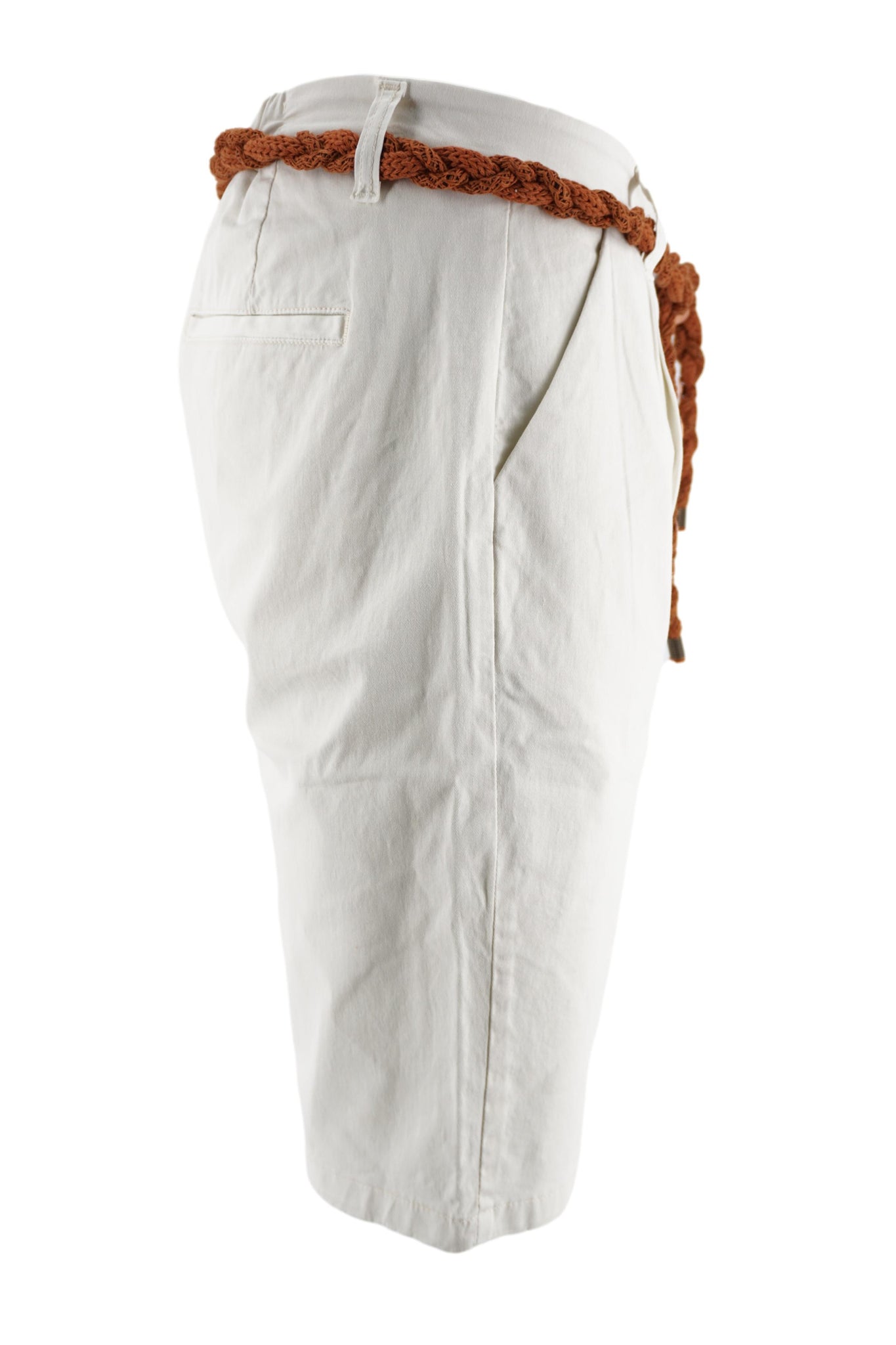 Pantaloncino con Pinces e Cintura / Bianco - Ideal Moda