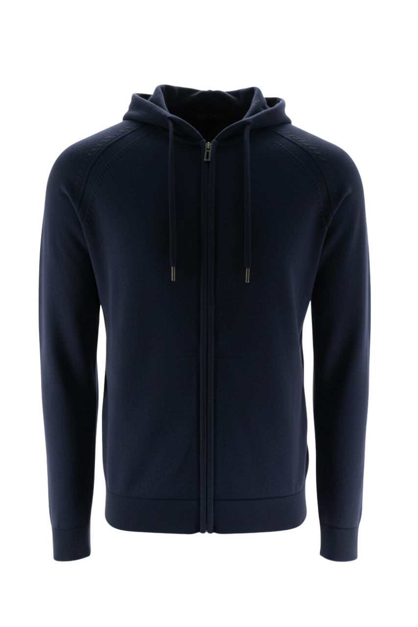 Maglia con Zip e Cappuccio / Blu