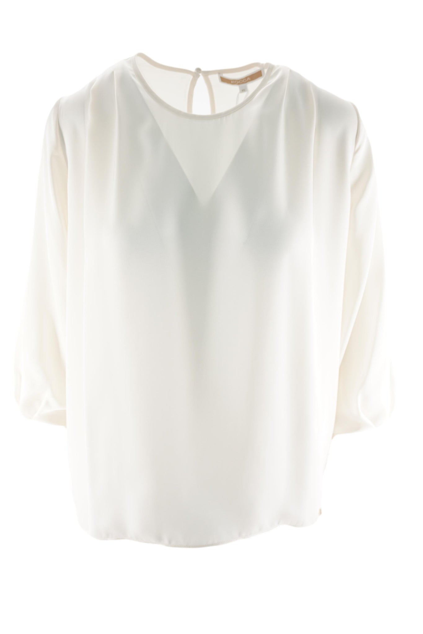 Blusa Elegante Girocollo / Bianco - Ideal Moda