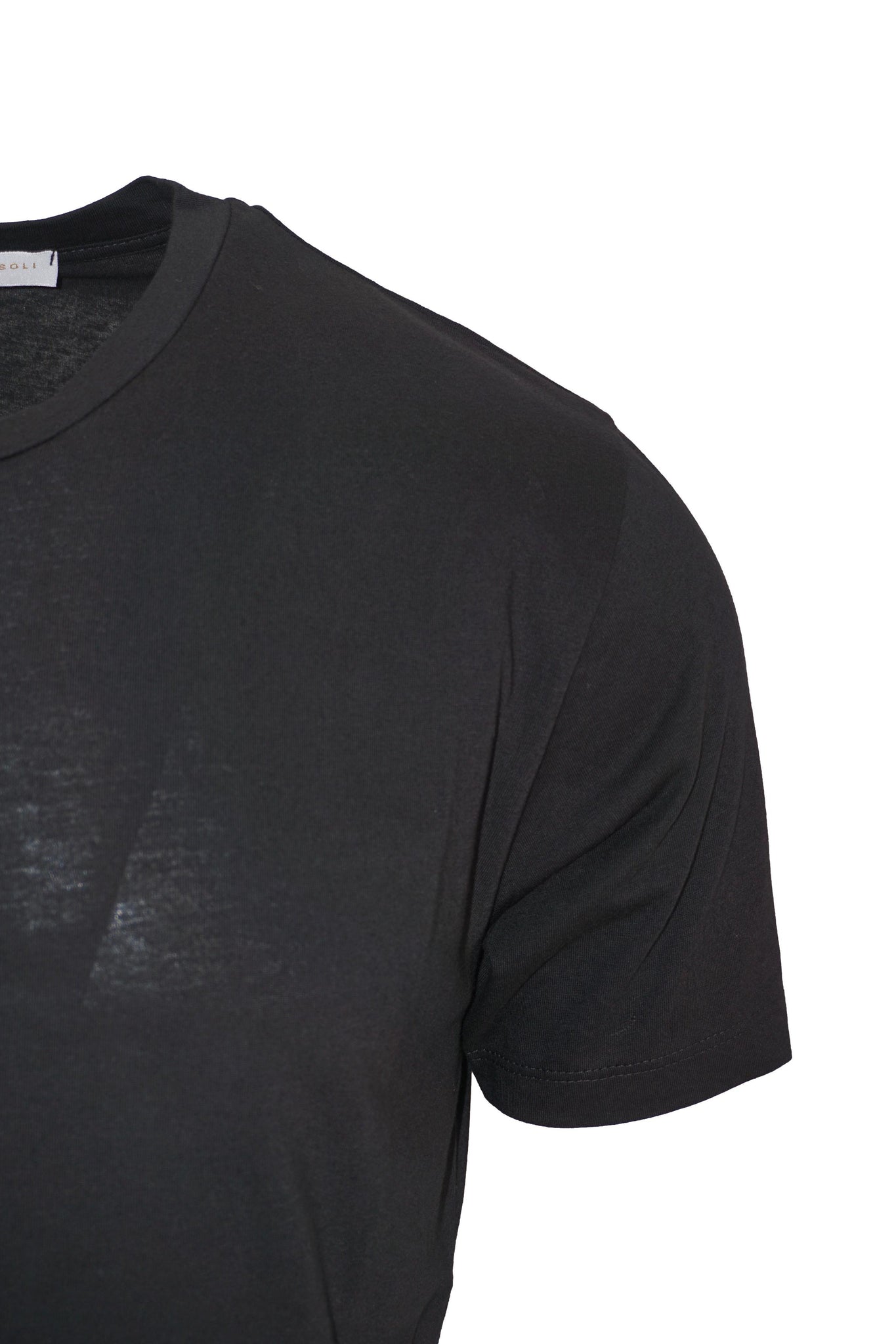 T-Shirt Girocollo in Cotone / Nero - Ideal Moda