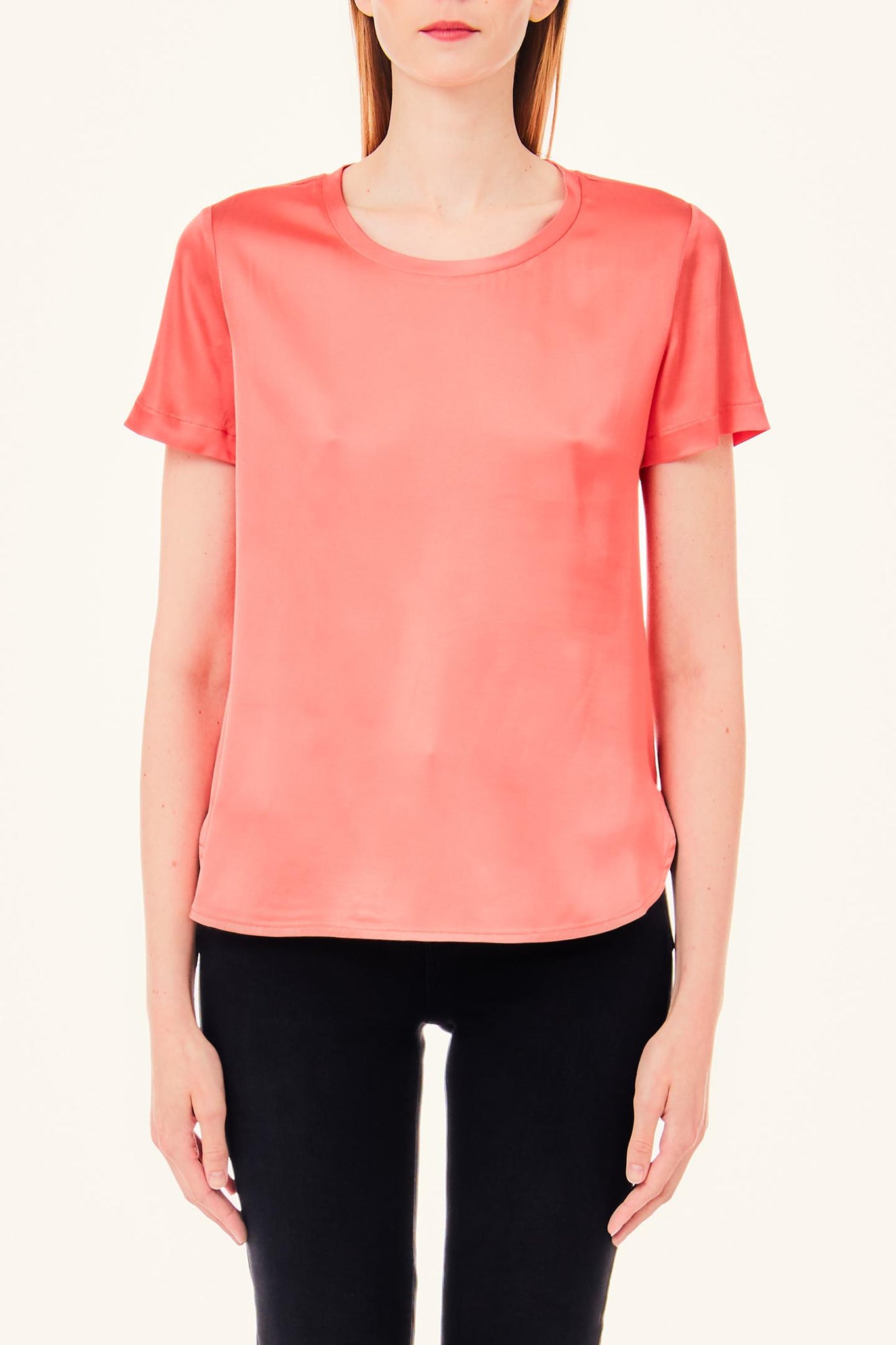 T-Shirt a Mezze Maniche in Viscosa / Rosa - Ideal Moda