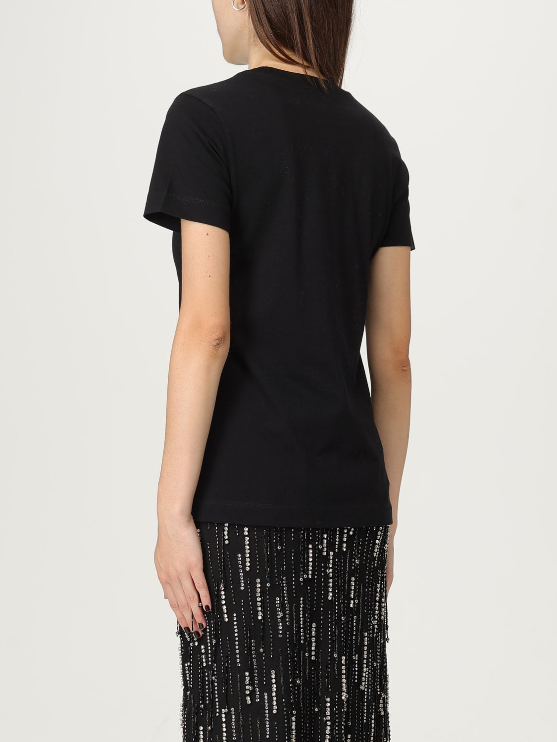 T-Shirt Mezze Maniche con Ricamo / Nero - Ideal Moda