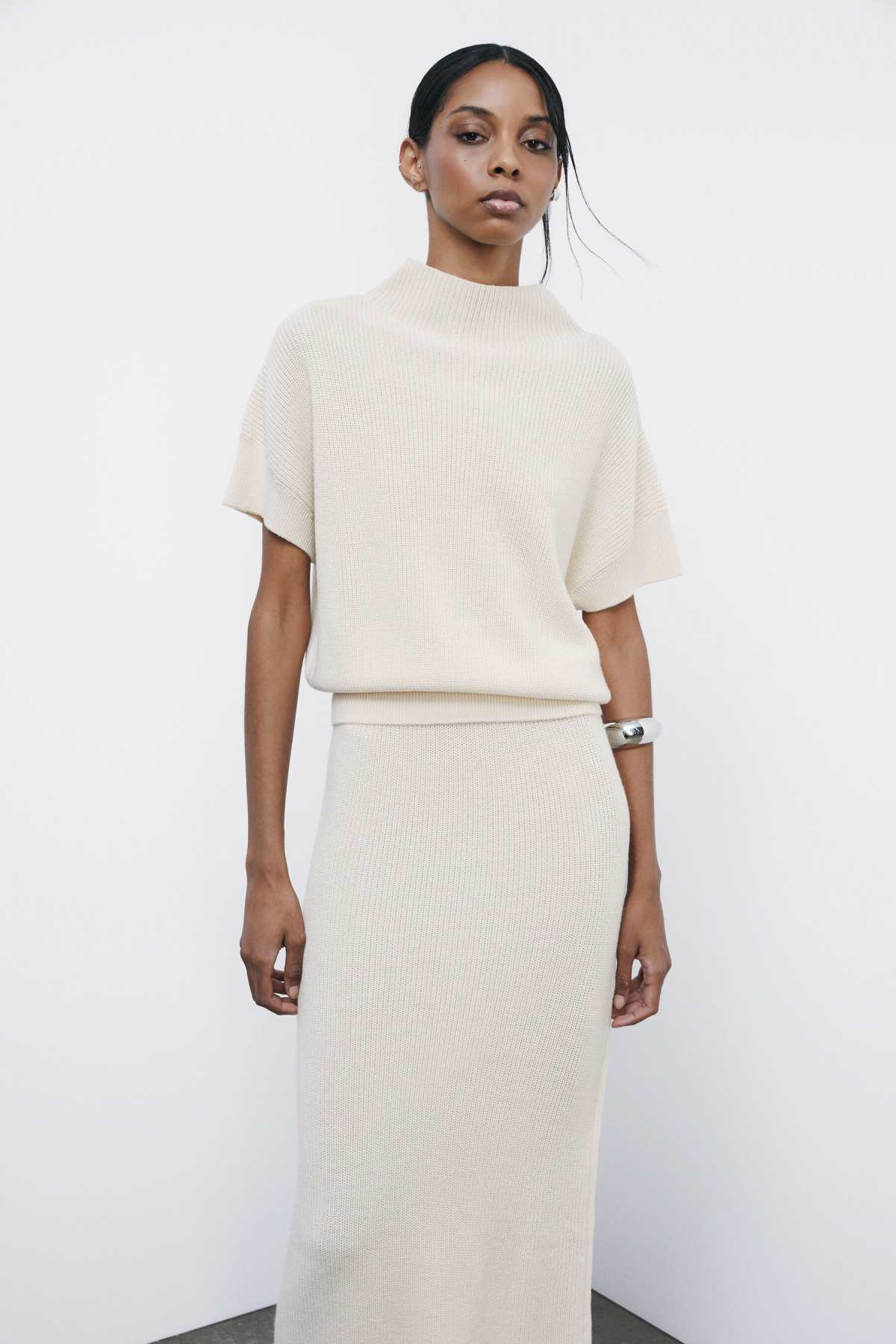 Top Smanicato in Maglia / Avorio - Ideal Moda