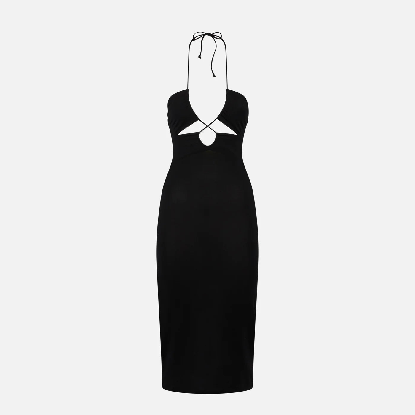 Abito Longuette in Tessuto Elasticizzato / Nero - Ideal Moda