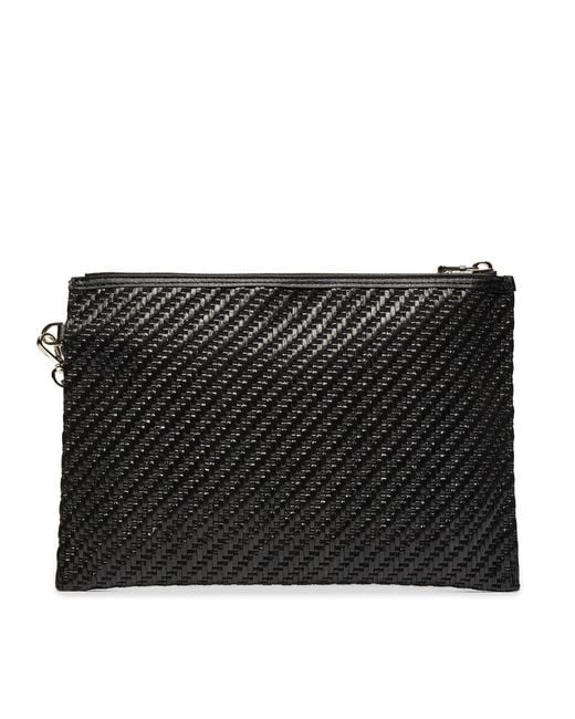 Pochette con Inserti in Rafia / Nero - Ideal Moda