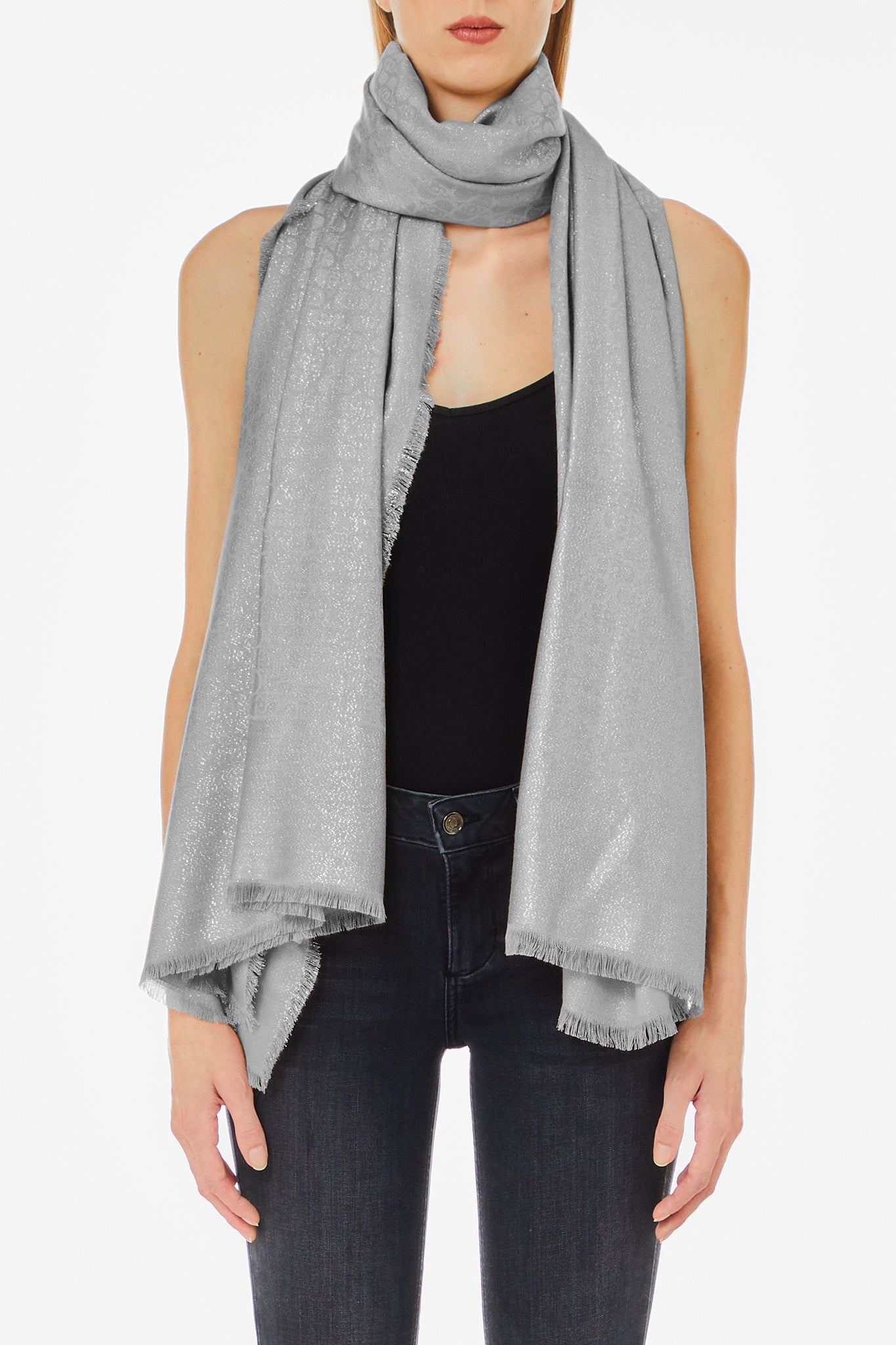Foulard con Inserti in Lurex / Argento - Ideal Moda