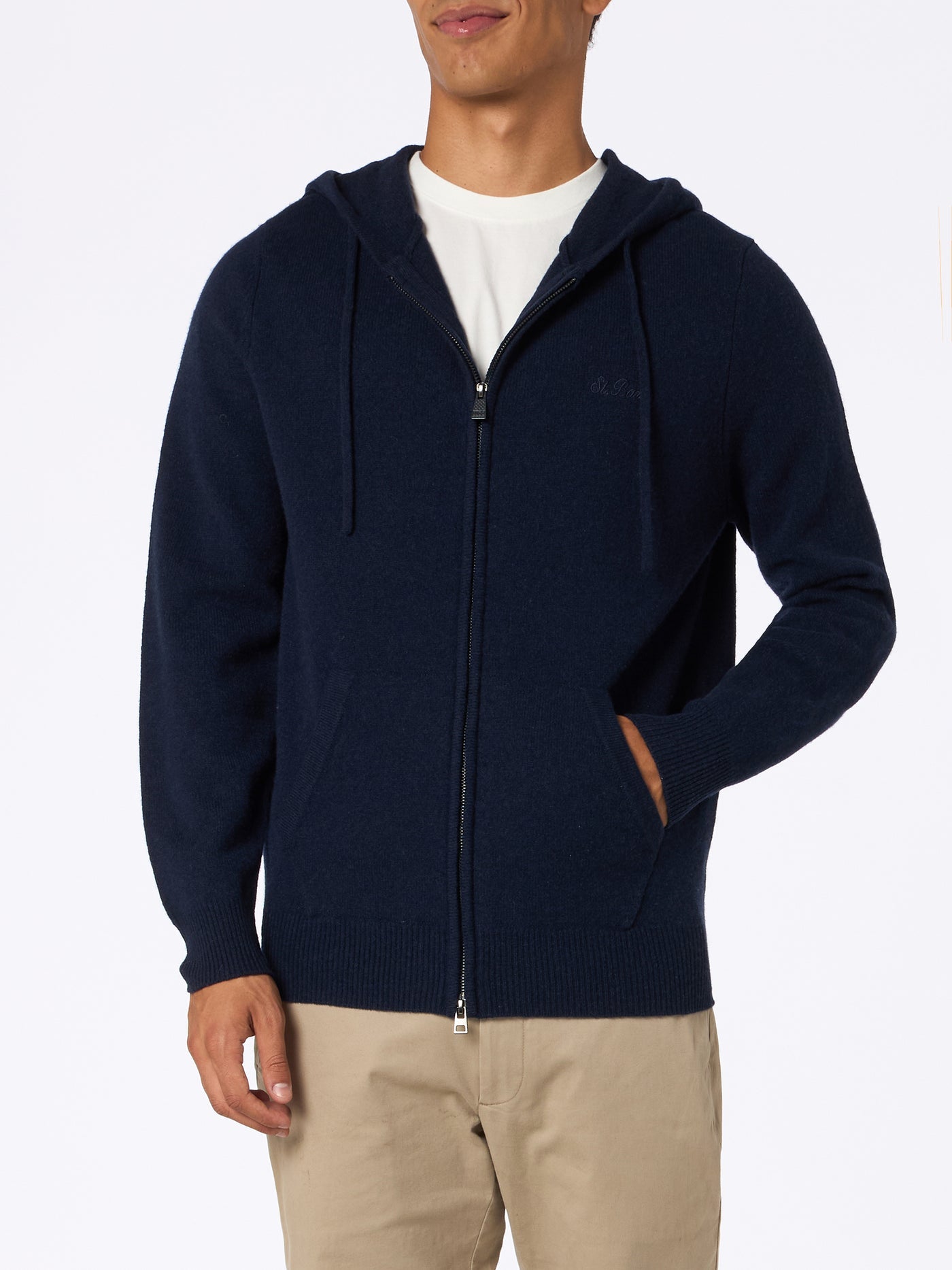 Maglione con Cappuccio in Lana / Blu - Ideal Moda