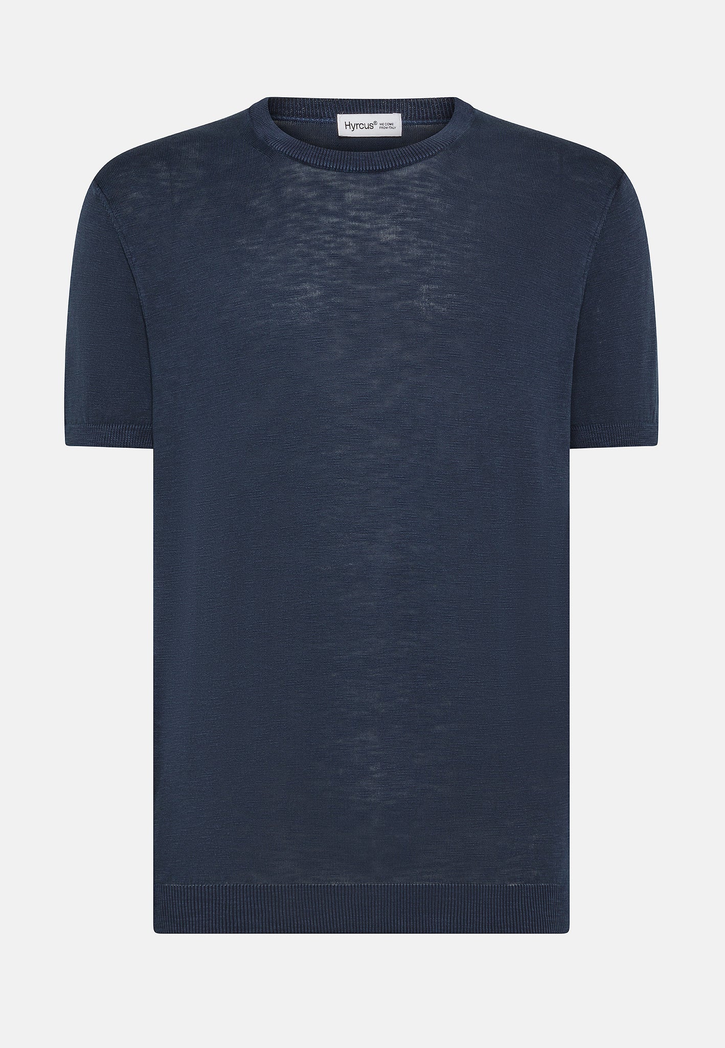 T-Shirt in Cotone e Lino / Blu - Ideal Moda