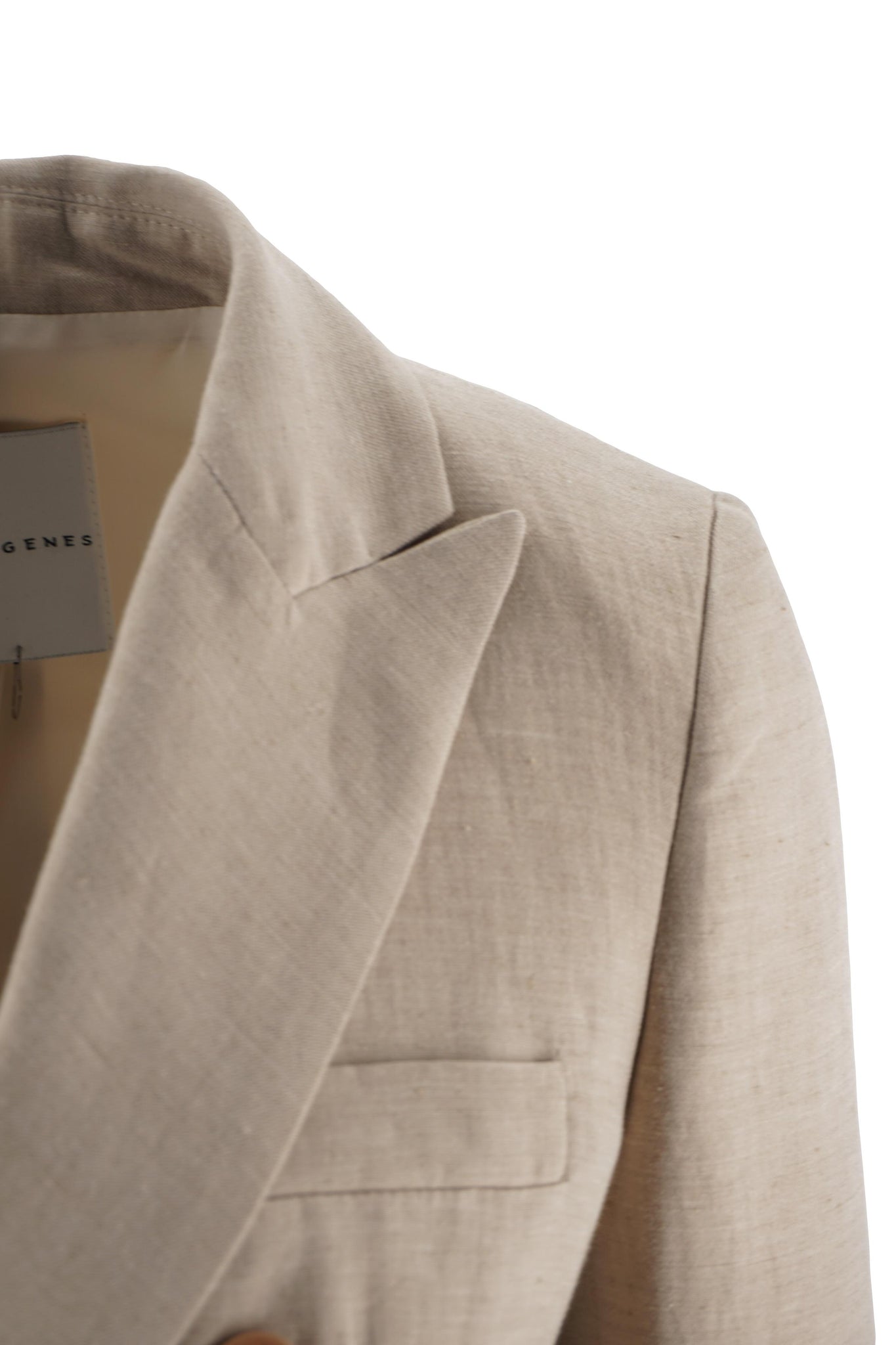 Tailleur in Lino con Chiusura Doppio Petto / Beige - Ideal Moda