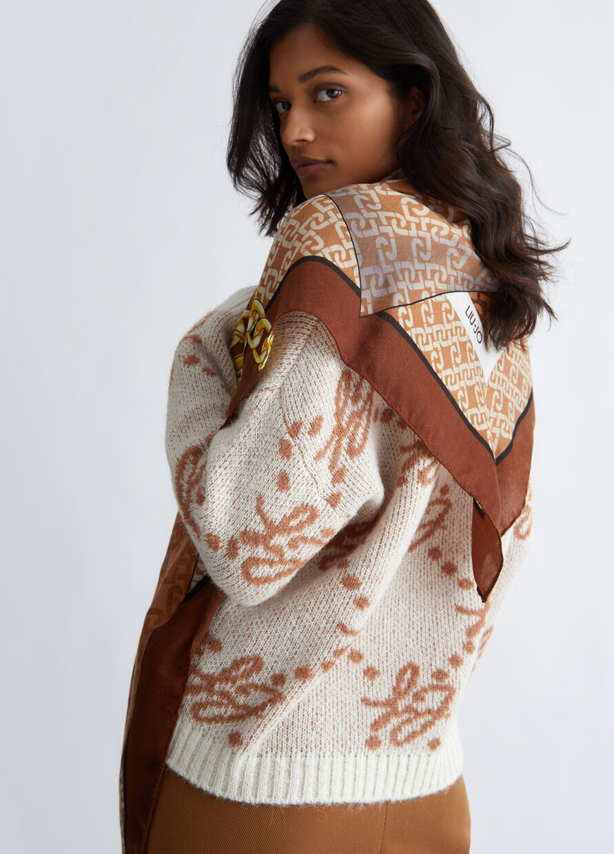 Foulard con Stampa / Beige - Ideal Moda
