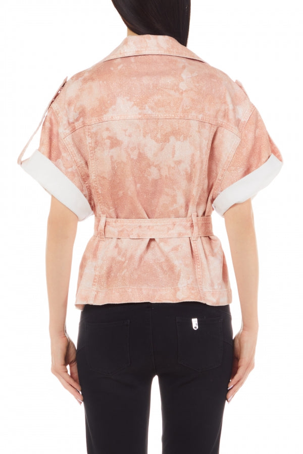 Giubbino in Denim con Mezze Maniche / Rosa - Ideal Moda