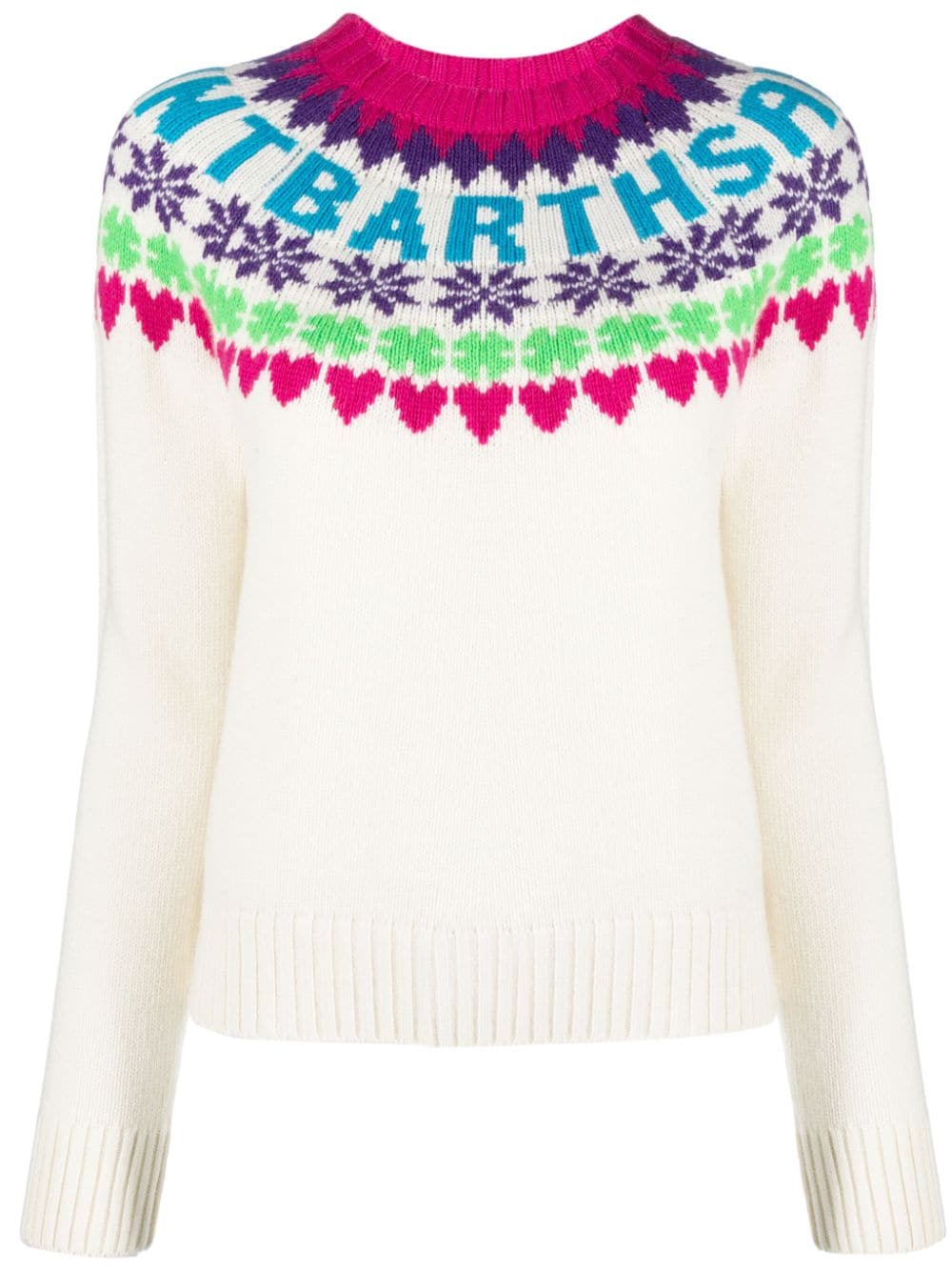 Maglia Girocollo con Fantasia / Bianco - Ideal Moda