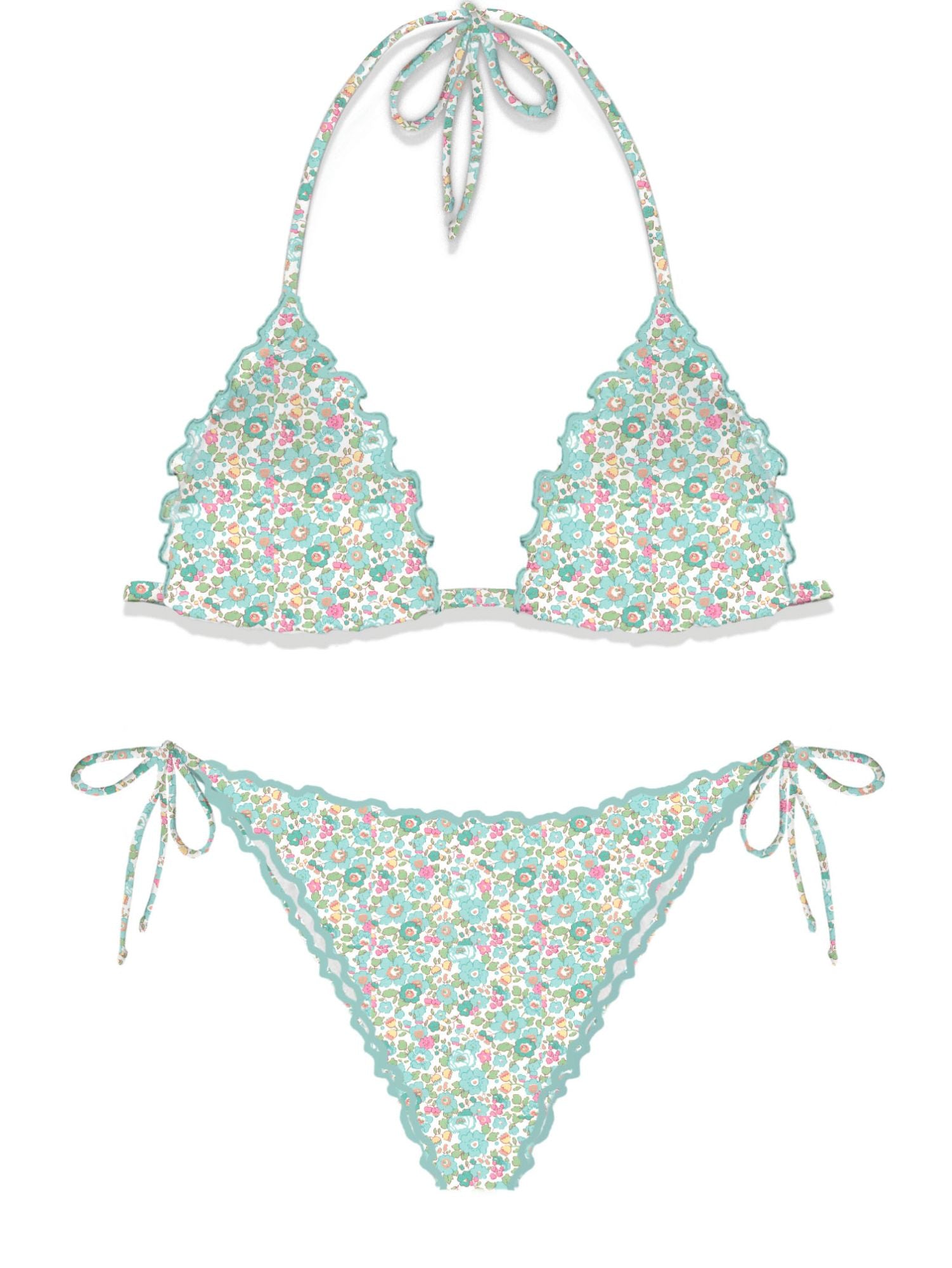 Bikini a Triangolo con Fantasia / Verde - Ideal Moda