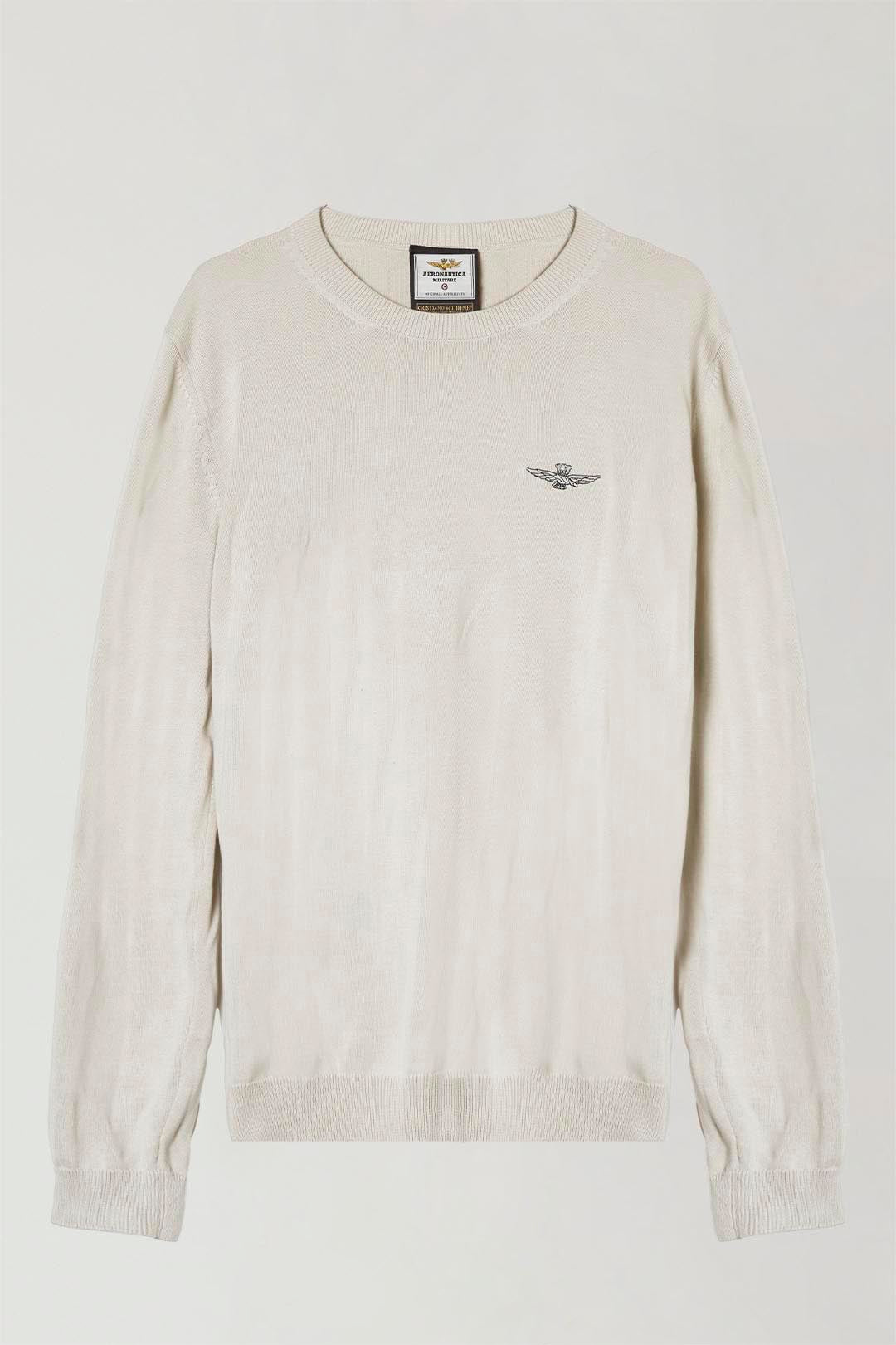 Maglia Girocollo in Cotone con Logo / Grigio - Ideal Moda